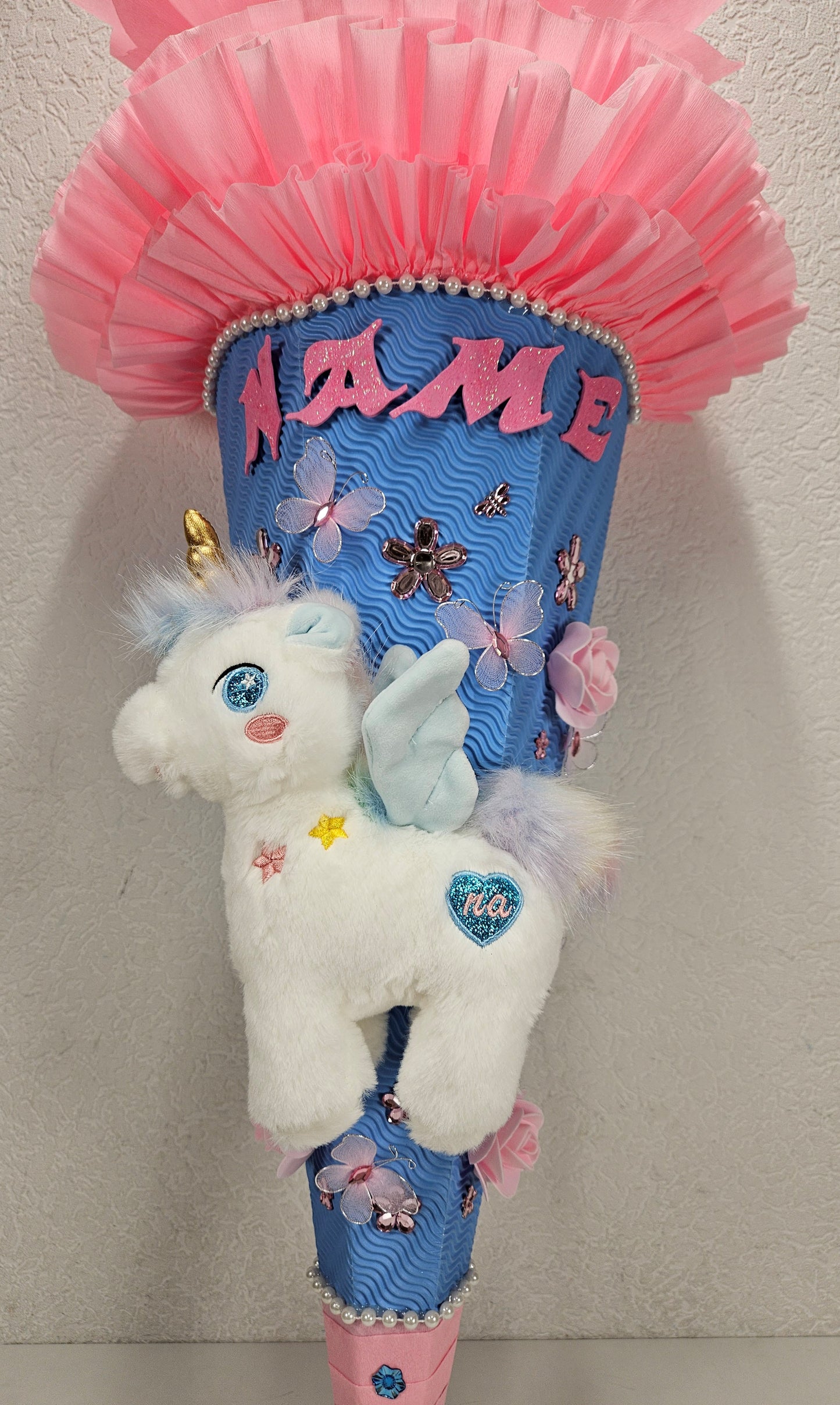 SCHULTÜTE ZUCKERTÜTE Einhorn für MÄDCHEN EINSCHULUNG 2025 rosa hellblau
