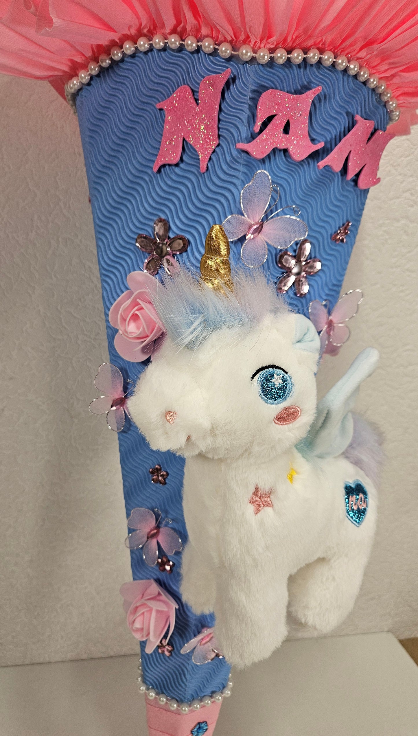 SCHULTÜTE ZUCKERTÜTE Einhorn für MÄDCHEN EINSCHULUNG 2025 rosa hellblau