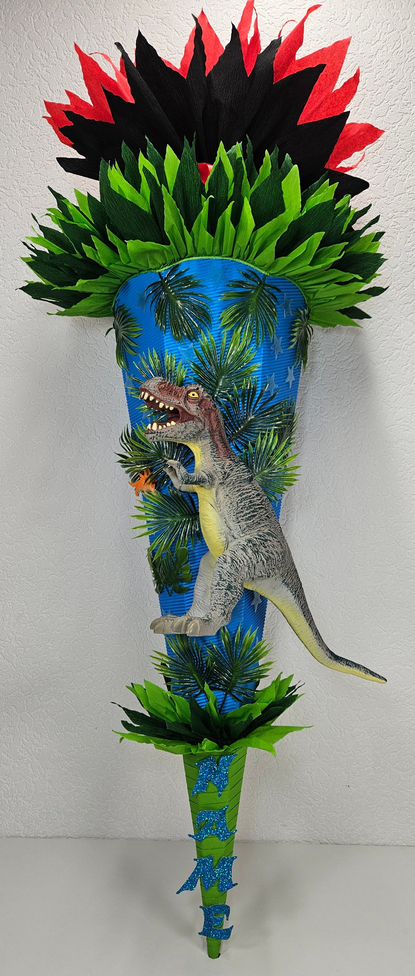 SCHULTÜTE ZUCKERTÜTE Rex Dinosaurier Rohling 80cm Jungs blau schwarz rot grün