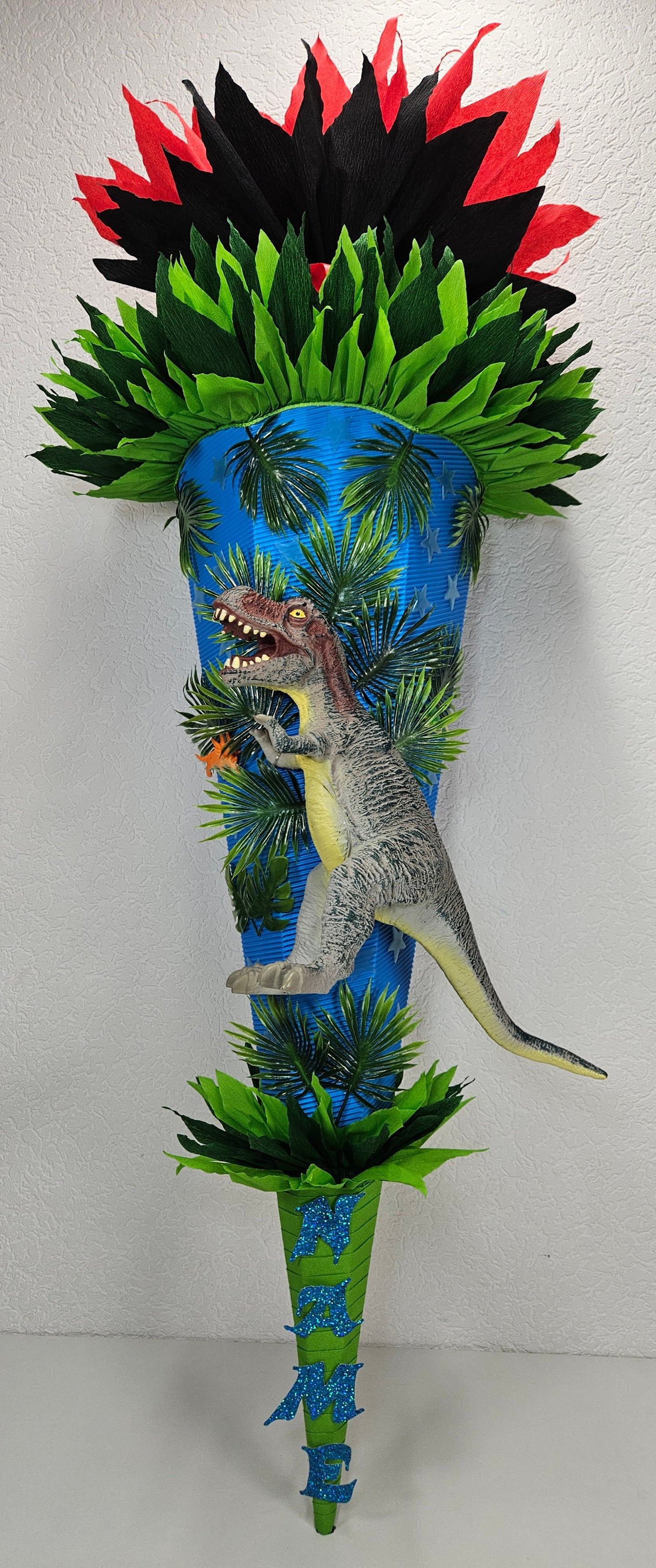 SCHULTÜTE ZUCKERTÜTE Rex Dinosaurier Rohling 80cm Jungs blau schwarz rot grün