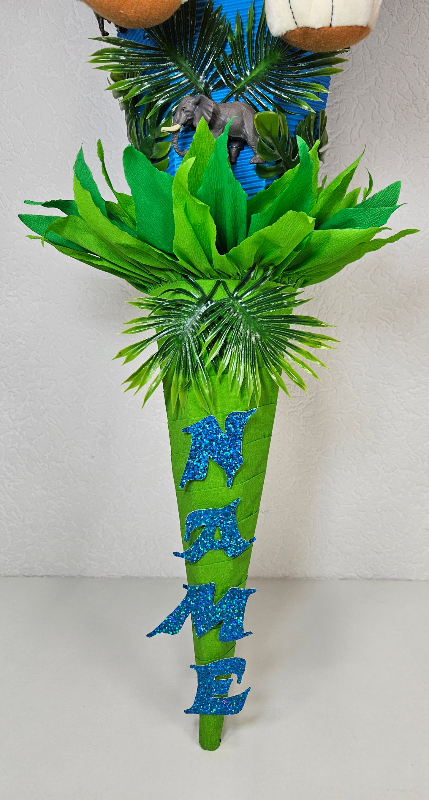 SCHULTÜTE ZUCKERTÜTE Simba / wilde Tiere Rohling 85cm für Jungs blau grün