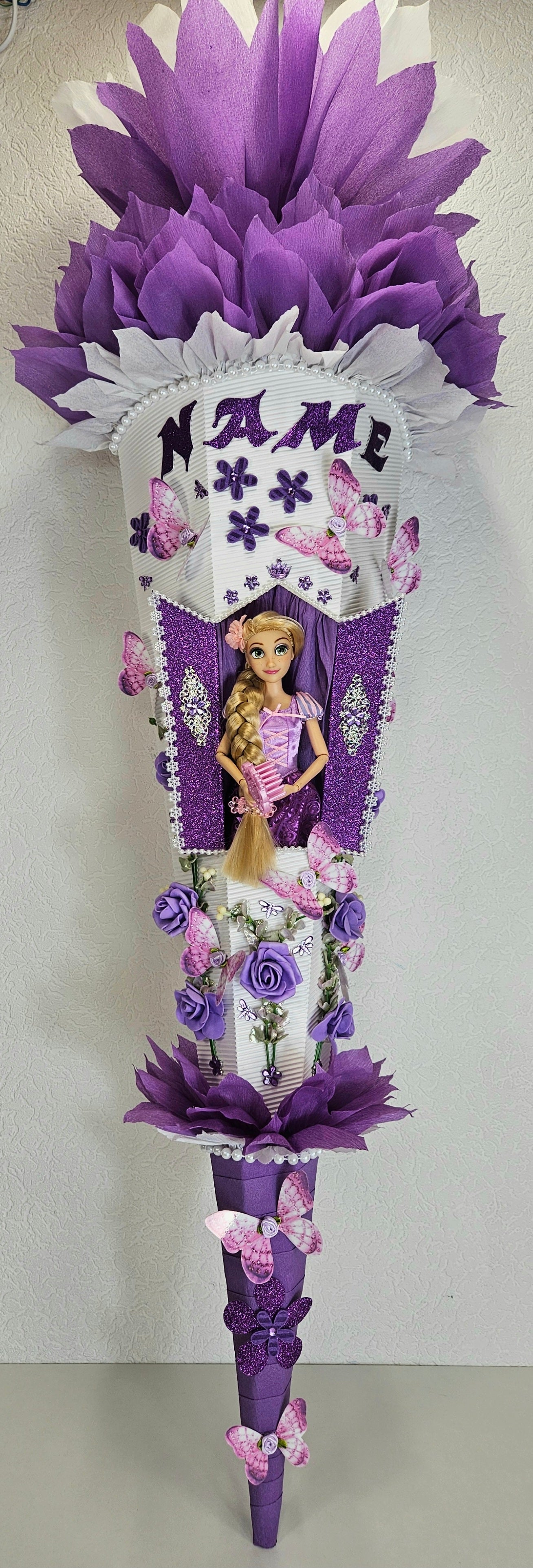 SCHULTÜTE ZUCKERTÜTE Rapunzel für MÄDCHEN EINSCHULUNG 2025 lila weiß