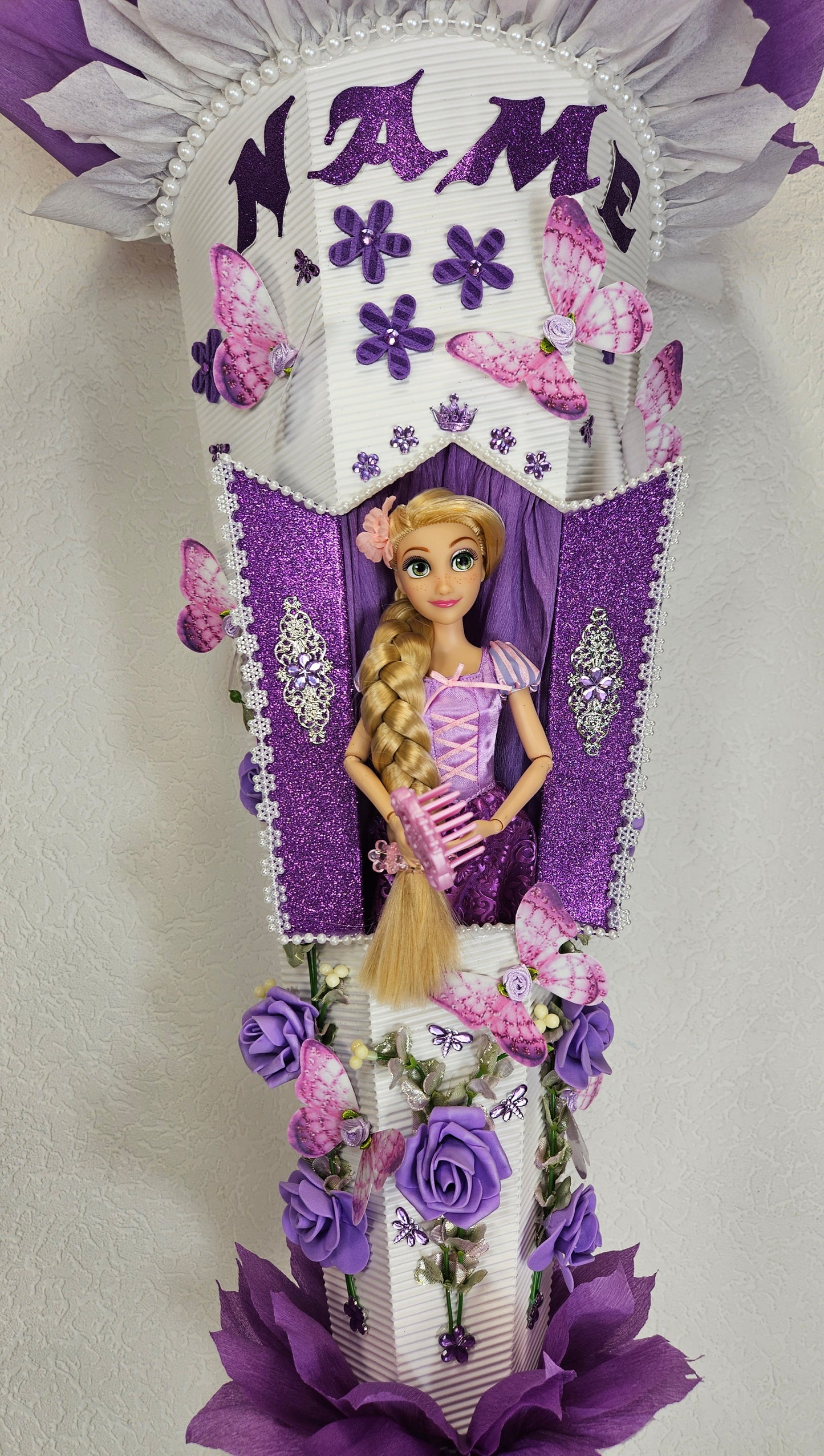 SCHULTÜTE ZUCKERTÜTE Rapunzel für MÄDCHEN EINSCHULUNG 2025 lila weiß