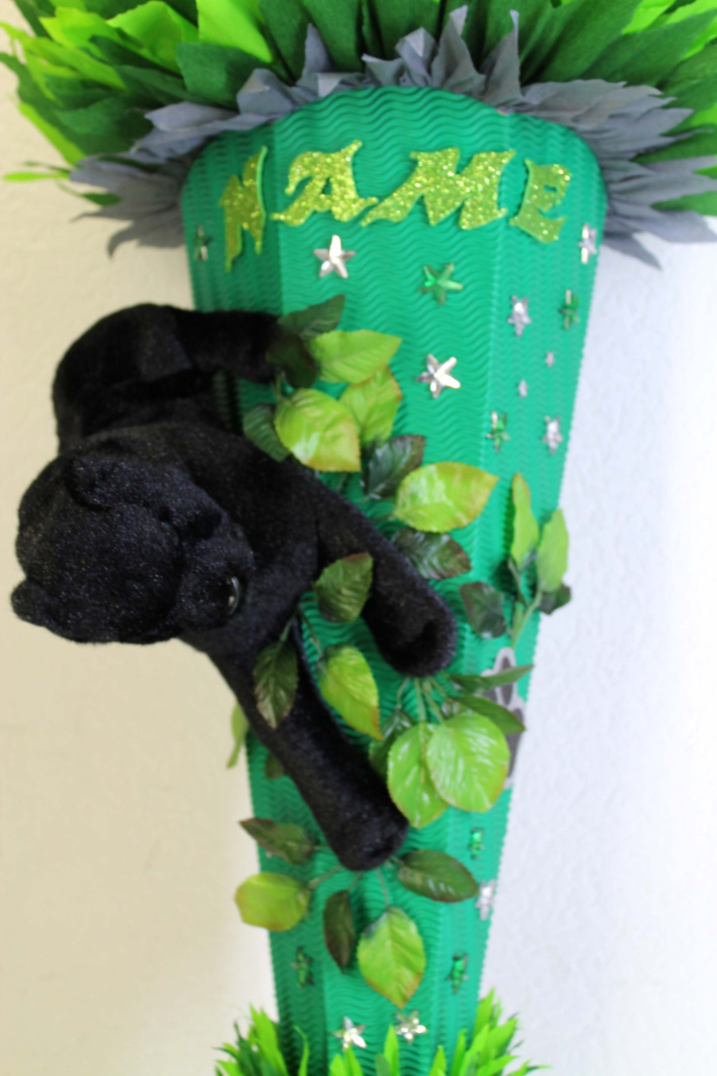 SCHULTÜTE ZUCKERTÜTE schwarze Panter Katze Rohling 80cm Jungs grün dunkelgrün grau