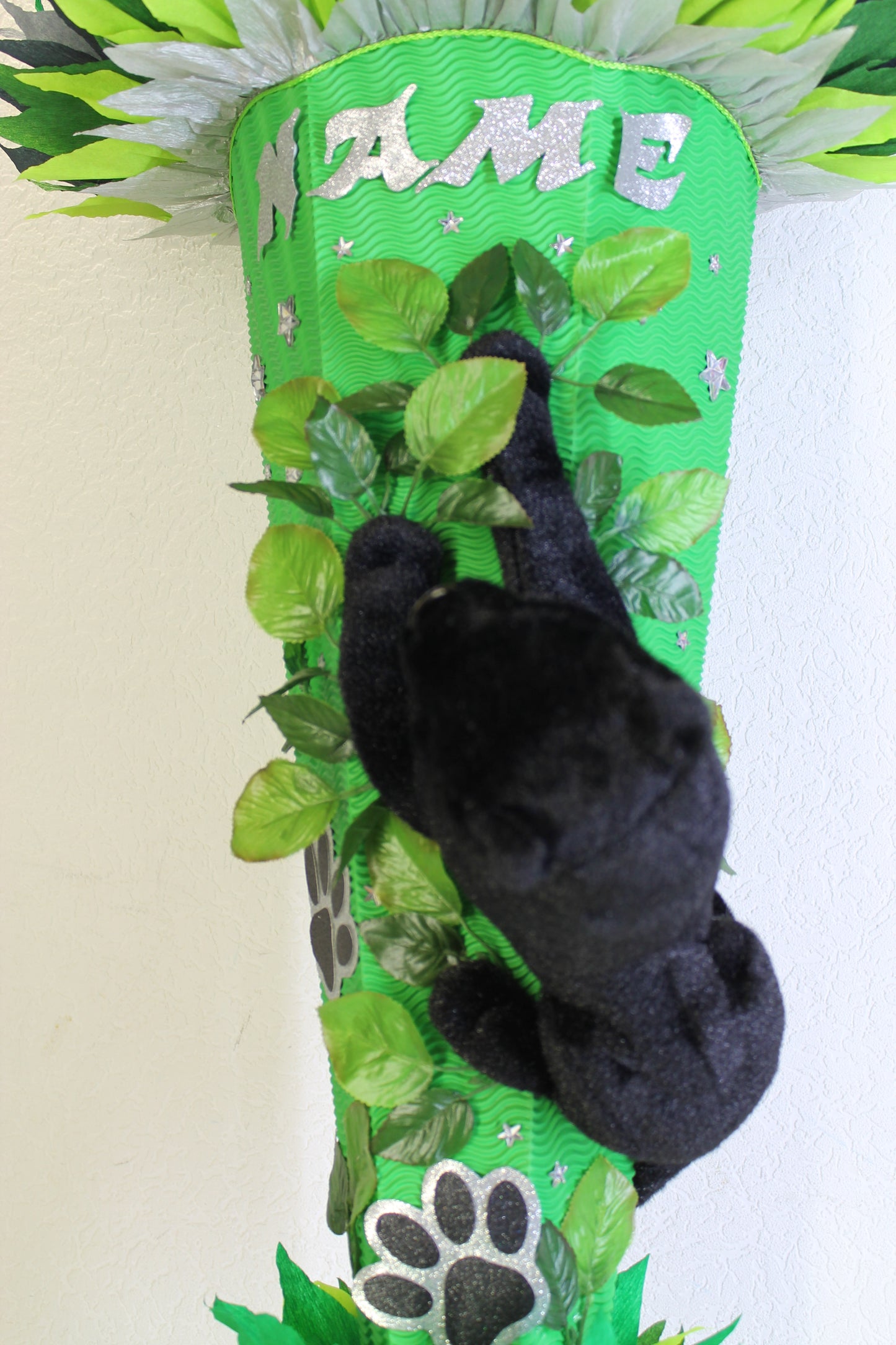 SCHULTÜTE ZUCKERTÜTE schwarze Panter Katze Rohling 85cm Jungs grün dunkelgrün grau schwarz silber