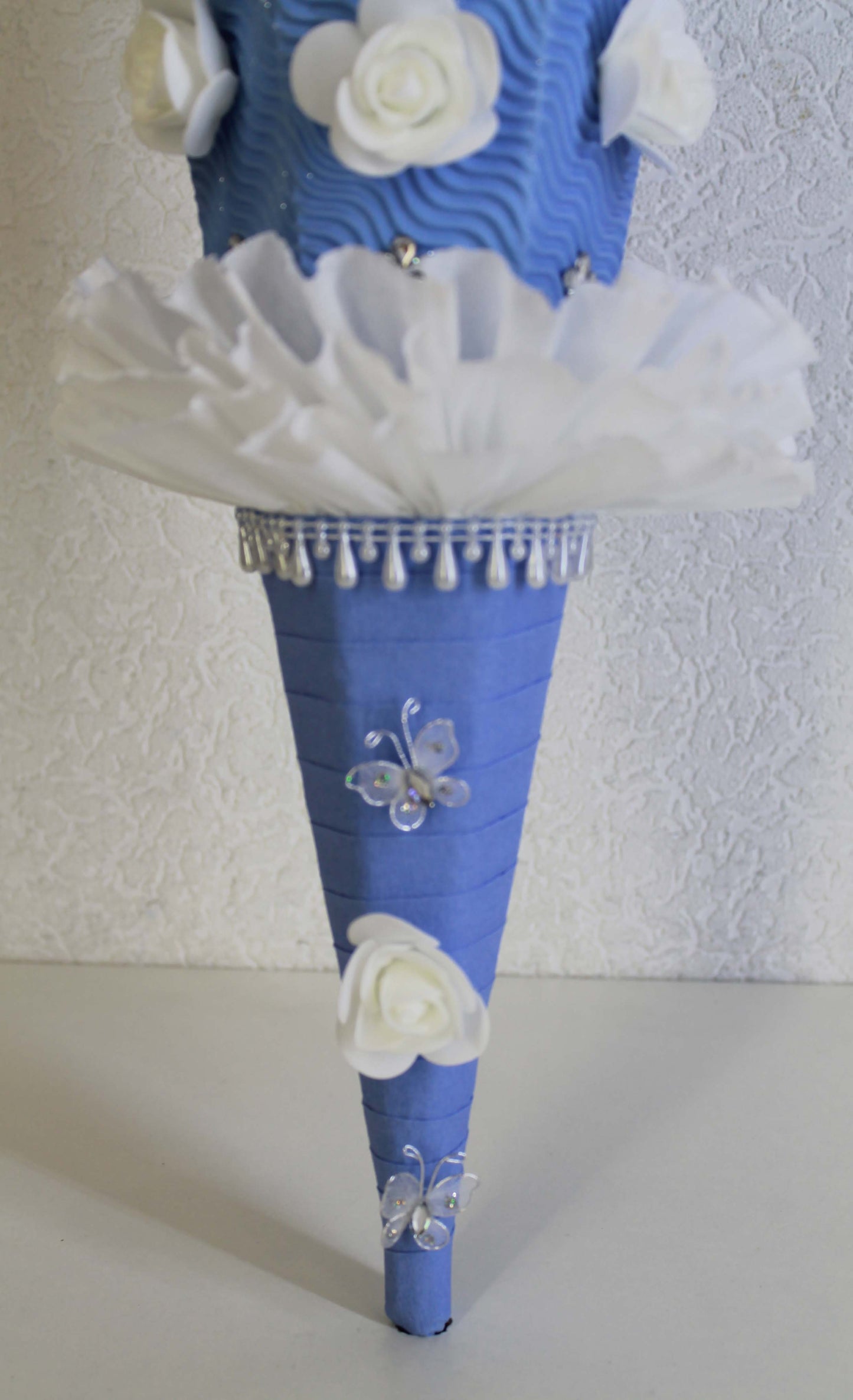 SCHULTÜTE ZUCKERTÜTE Einhorn für MÄDCHEN EINSCHULUNG 2025 hellblau/eisblau weiß