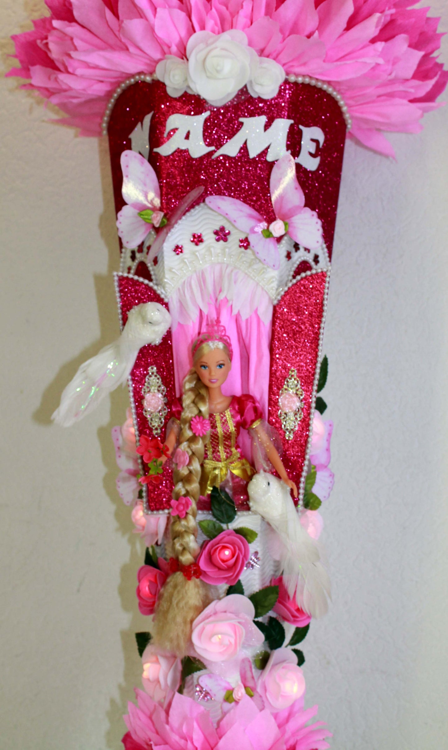 SCHULTÜTE ZUCKERTÜTE Rapunzel für MÄDCHEN EINSCHULUNG 2025 pink weiß