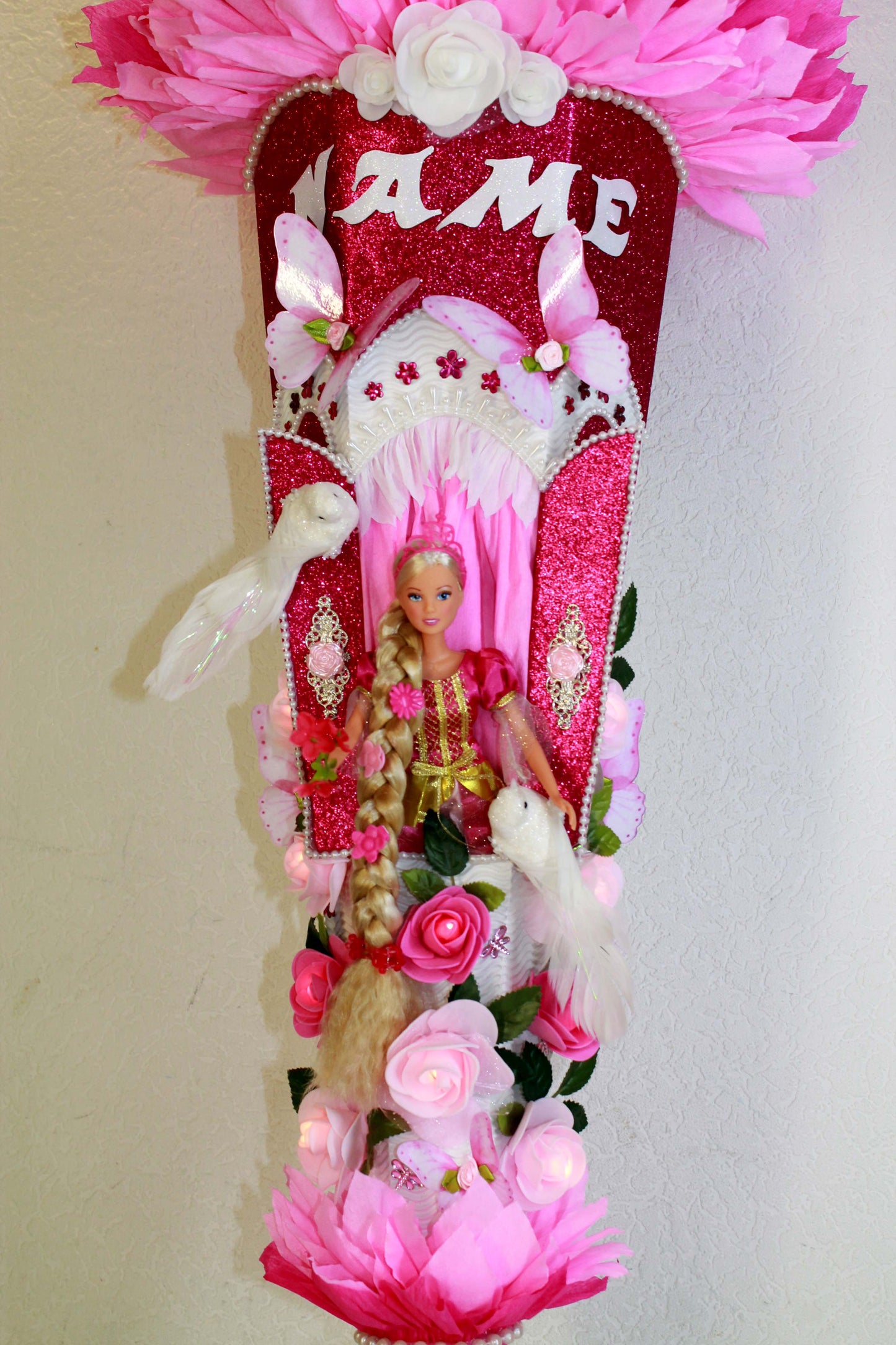 SCHULTÜTE ZUCKERTÜTE Rapunzel für MÄDCHEN EINSCHULUNG 2025 pink weiß
