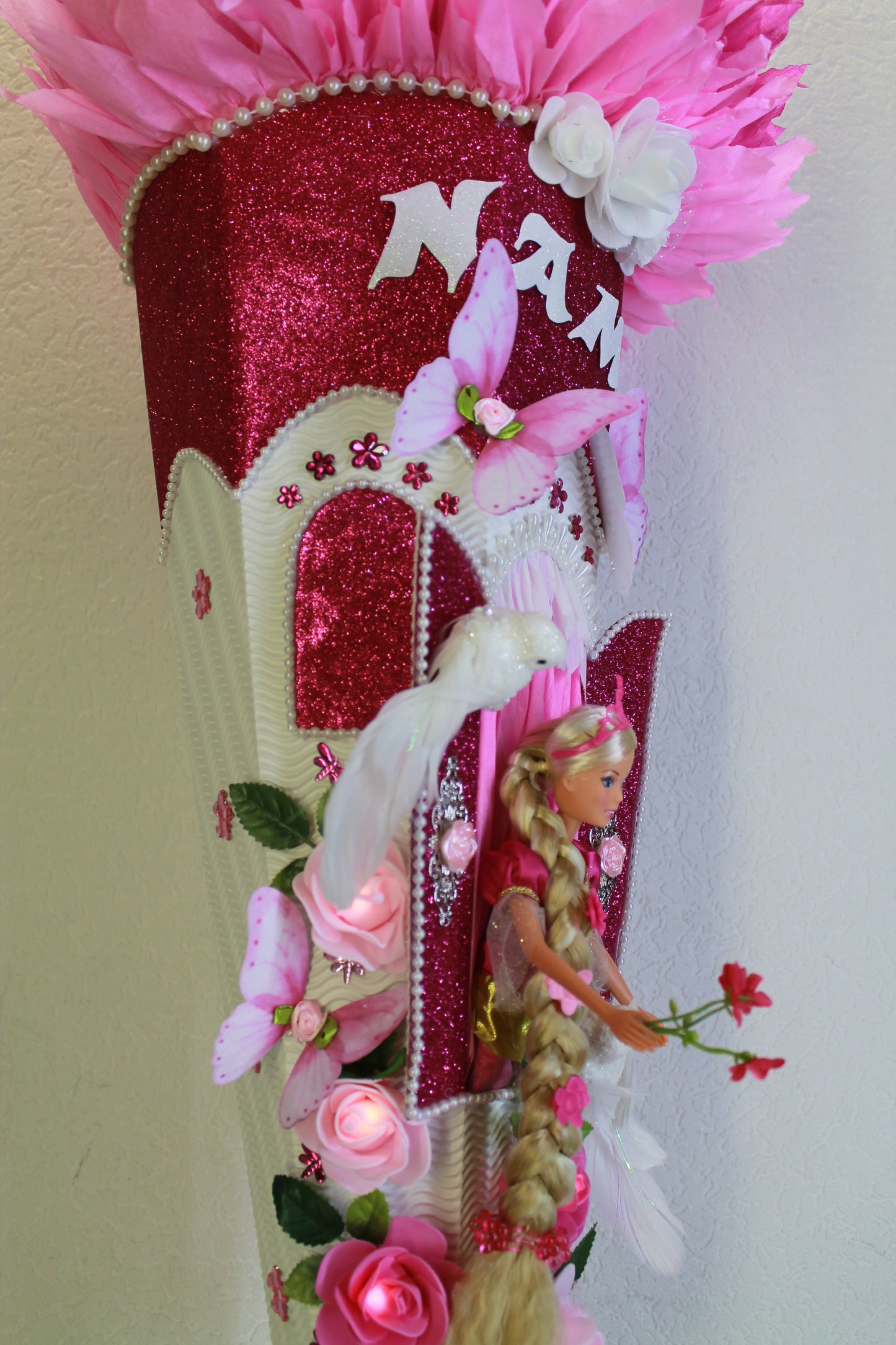 SCHULTÜTE ZUCKERTÜTE Rapunzel für MÄDCHEN EINSCHULUNG 2025 pink weiß