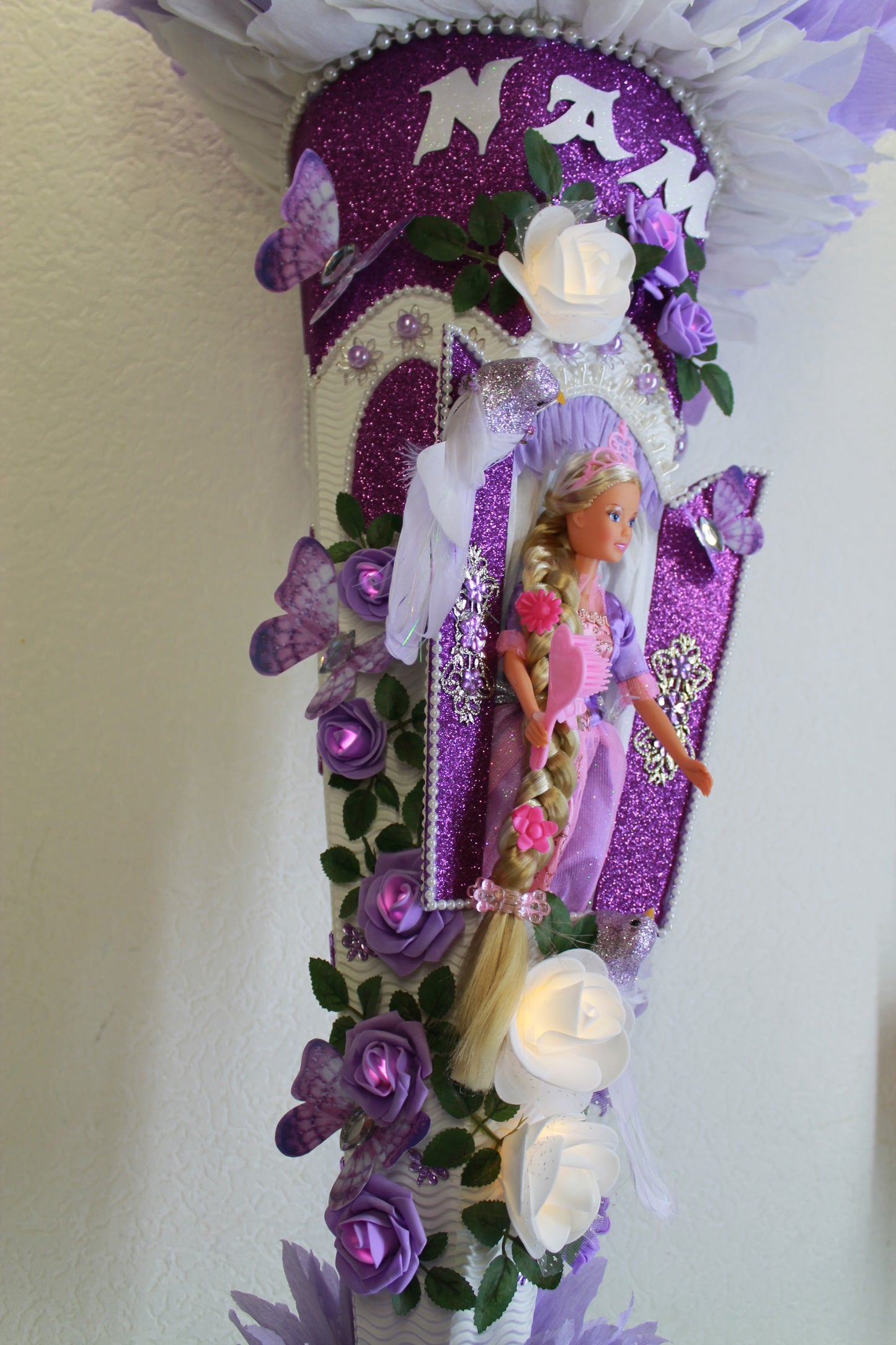 SCHULTÜTE ZUCKERTÜTE Rapunzel für MÄDCHEN EINSCHULUNG 2025 lila weiß