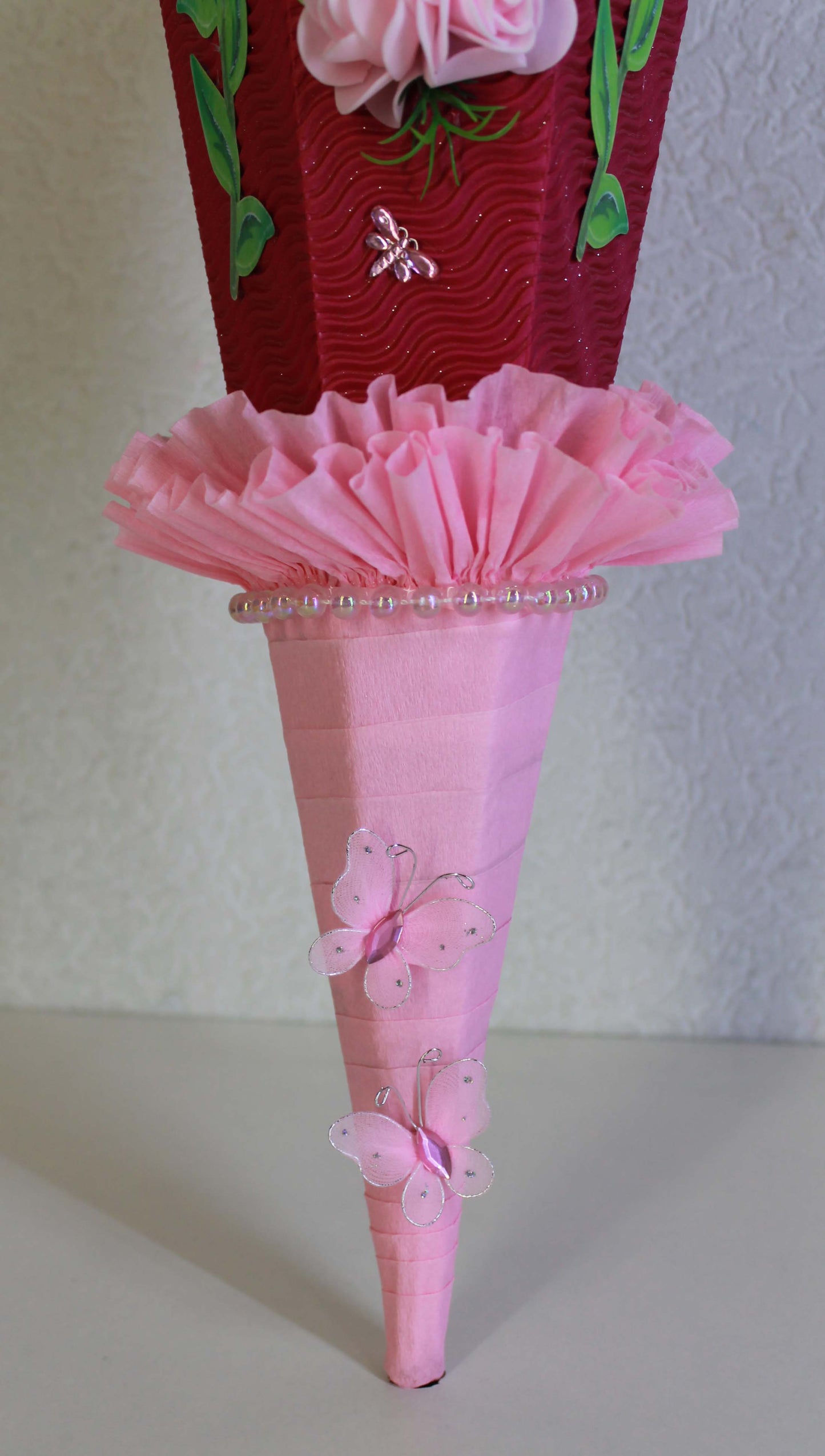 SCHULTÜTE ZUCKERTÜTE Pferdchen im Rosengarten für MÄDCHEN EINSCHULUNG 2025 rosa pink