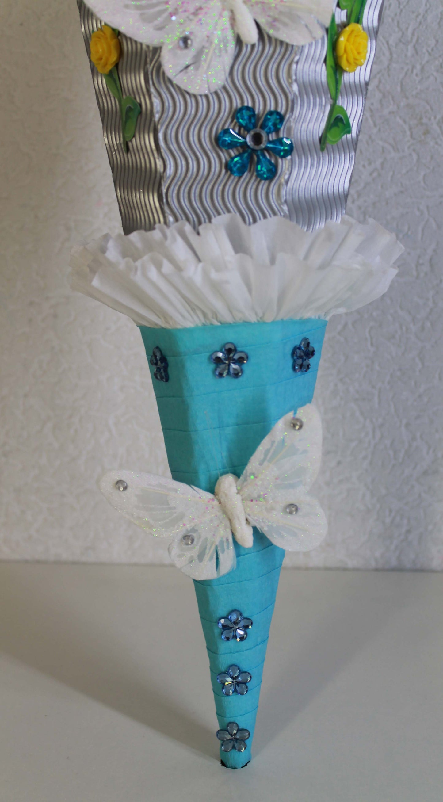 SCHULTÜTE ZUCKERTÜTE Pferd Einhorn MÄDCHEN EINSCHULUNG 2025 silber türkis