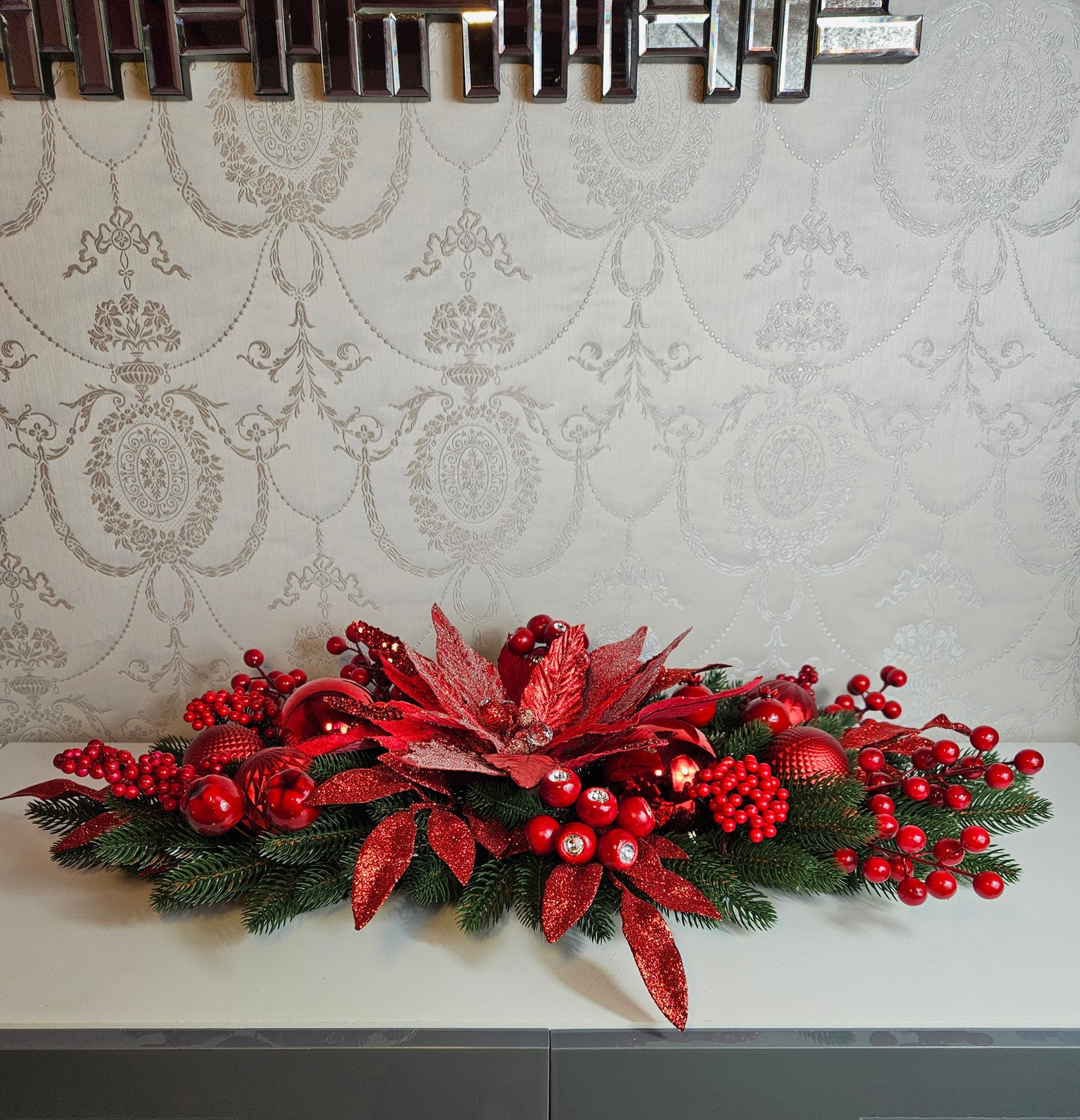 Weihnachtsgesteck + Adventsgesteck, Kamingesteck, Chrismes, Rehe, Weihnachtsdeko Weihnachtsblumen Tischdekor, Tischgesteck, Winterdekor,Advent