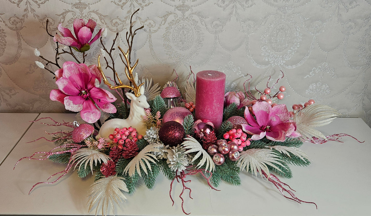 Weihnachtsgesteck + Adventsgesteck, Chrismes, Elche, Rehe, Weihnachtsdeko Weihnachtsblumen Tischdekor, Tischgesteck, Winterdekor,Advent