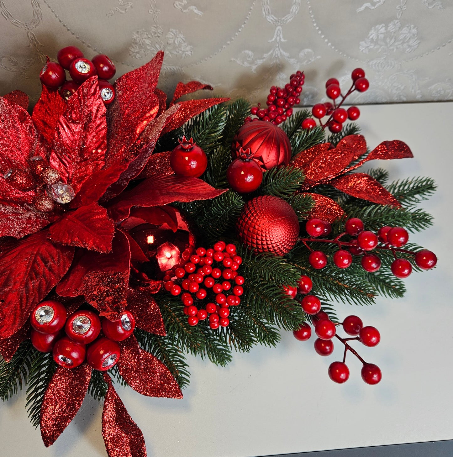 Weihnachtsgesteck + Adventsgesteck, Kamingesteck, Chrismes, Rehe, Weihnachtsdeko Weihnachtsblumen Tischdekor, Tischgesteck, Winterdekor,Advent
