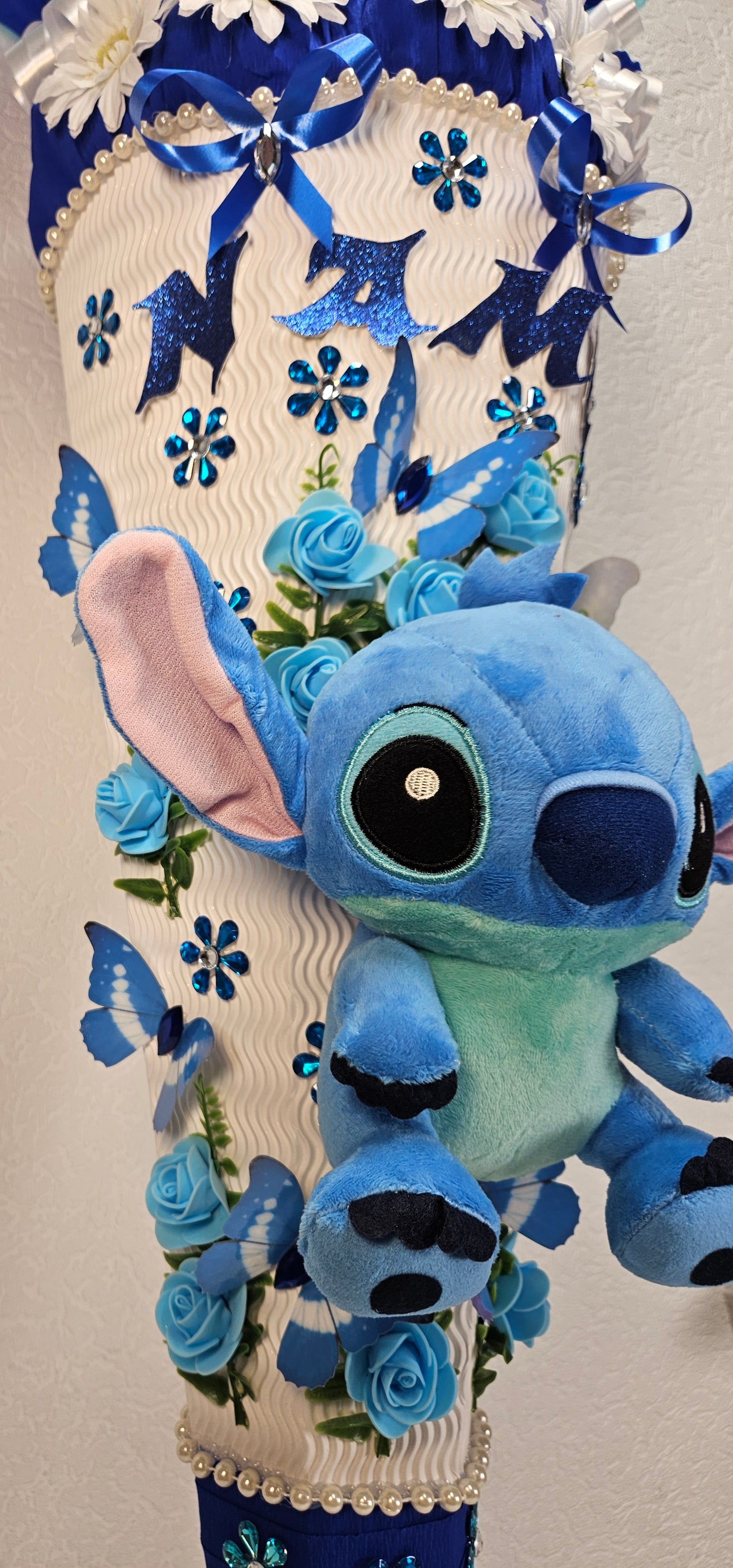 SCHULTÜTE ZUCKERTÜTE Stitch für MÄDCHEN EINSCHULUNG 2025 blau türkis weiß