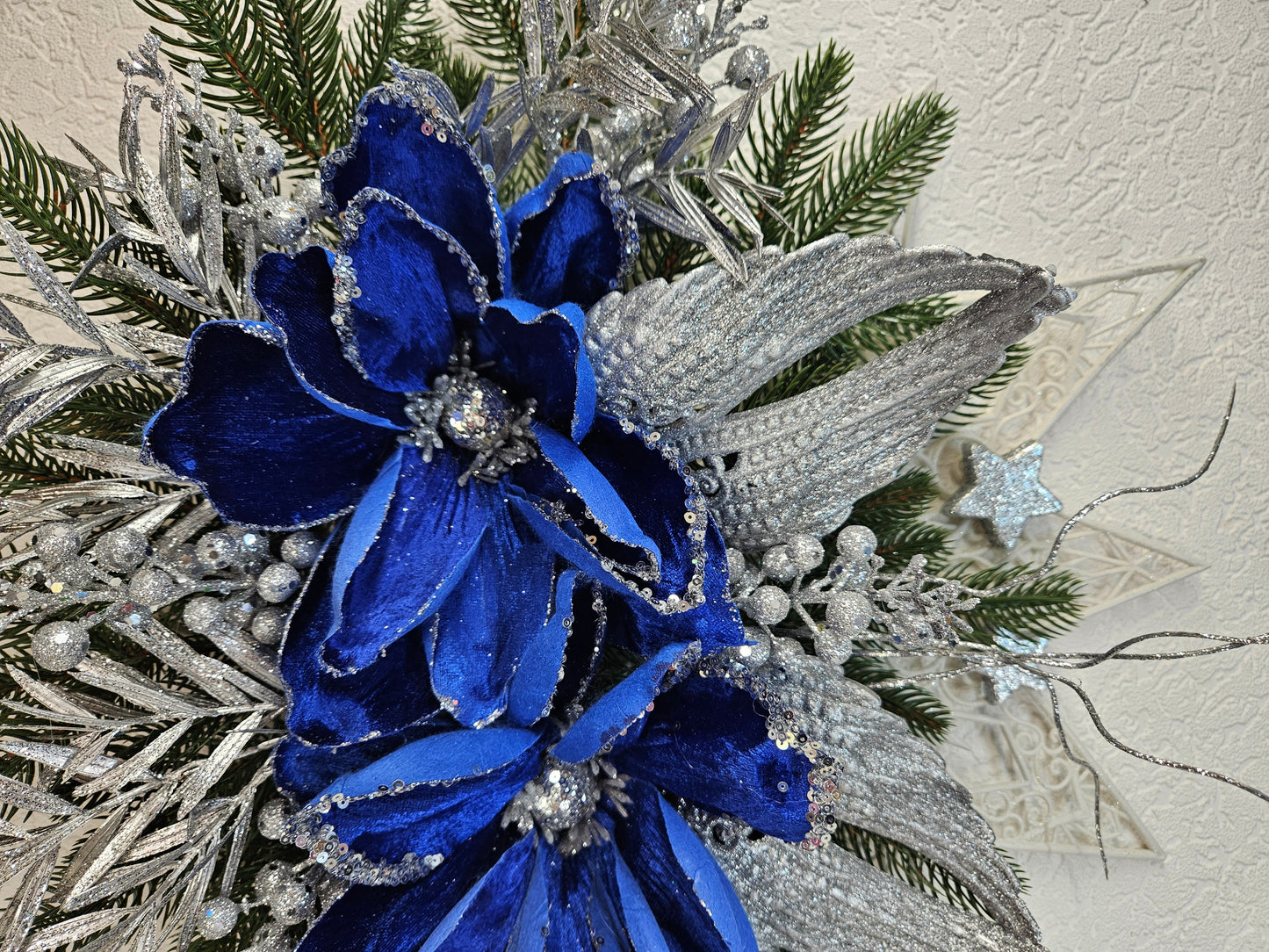 Dekor Stern Weihnachtsgesteck, Weihnachtsdeko, Adventsgesteck, Wandgeschenk