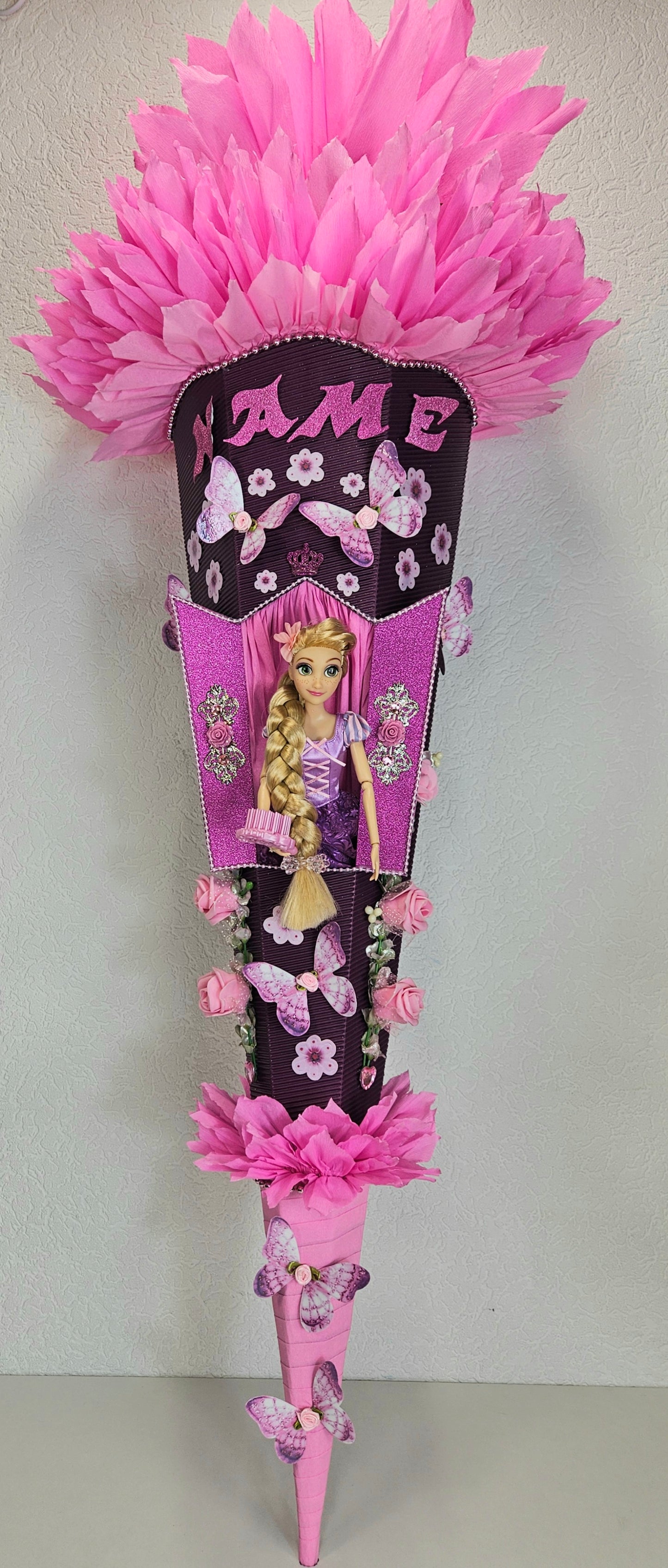 SCHULTÜTE ZUCKERTÜTE RAPUNZEL für MÄDCHEN EINSCHULUNG 2025 rosa violett