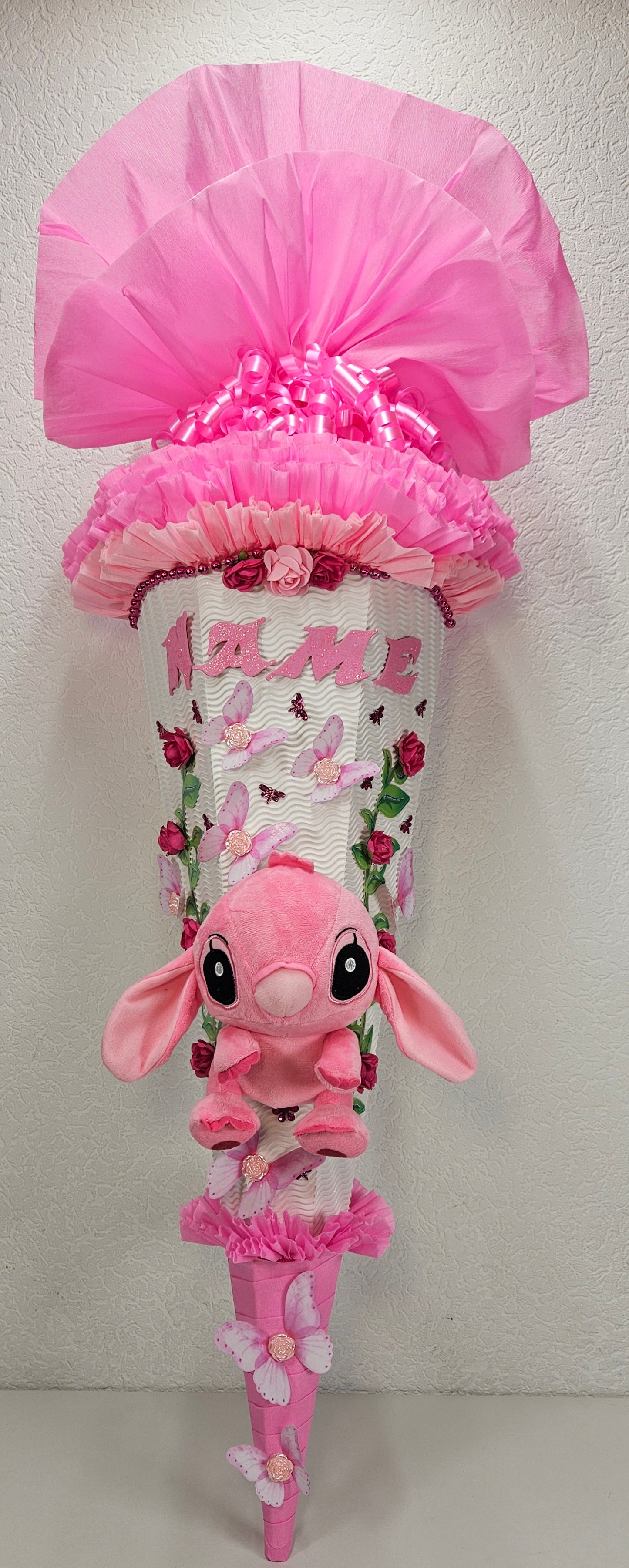 SCHULTÜTE ZUCKERTÜTE Stitch für MÄDCHEN EINSCHULUNG 2025 rosa weiß