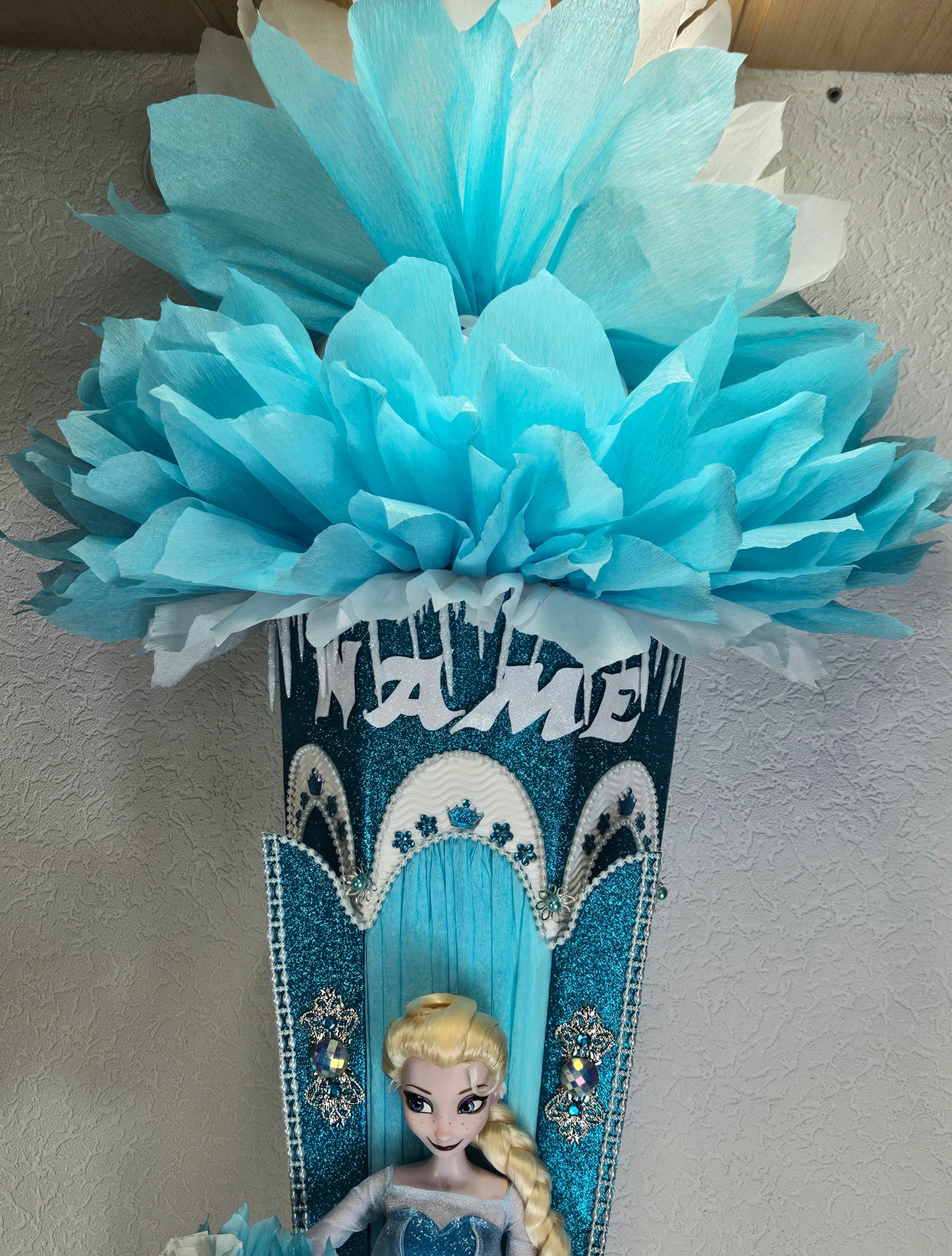 XXL SCHULTÜTE ZUCKERTÜTE "Eiskönigin Elsa" EINSCHULUNG 2025 türkis weiß