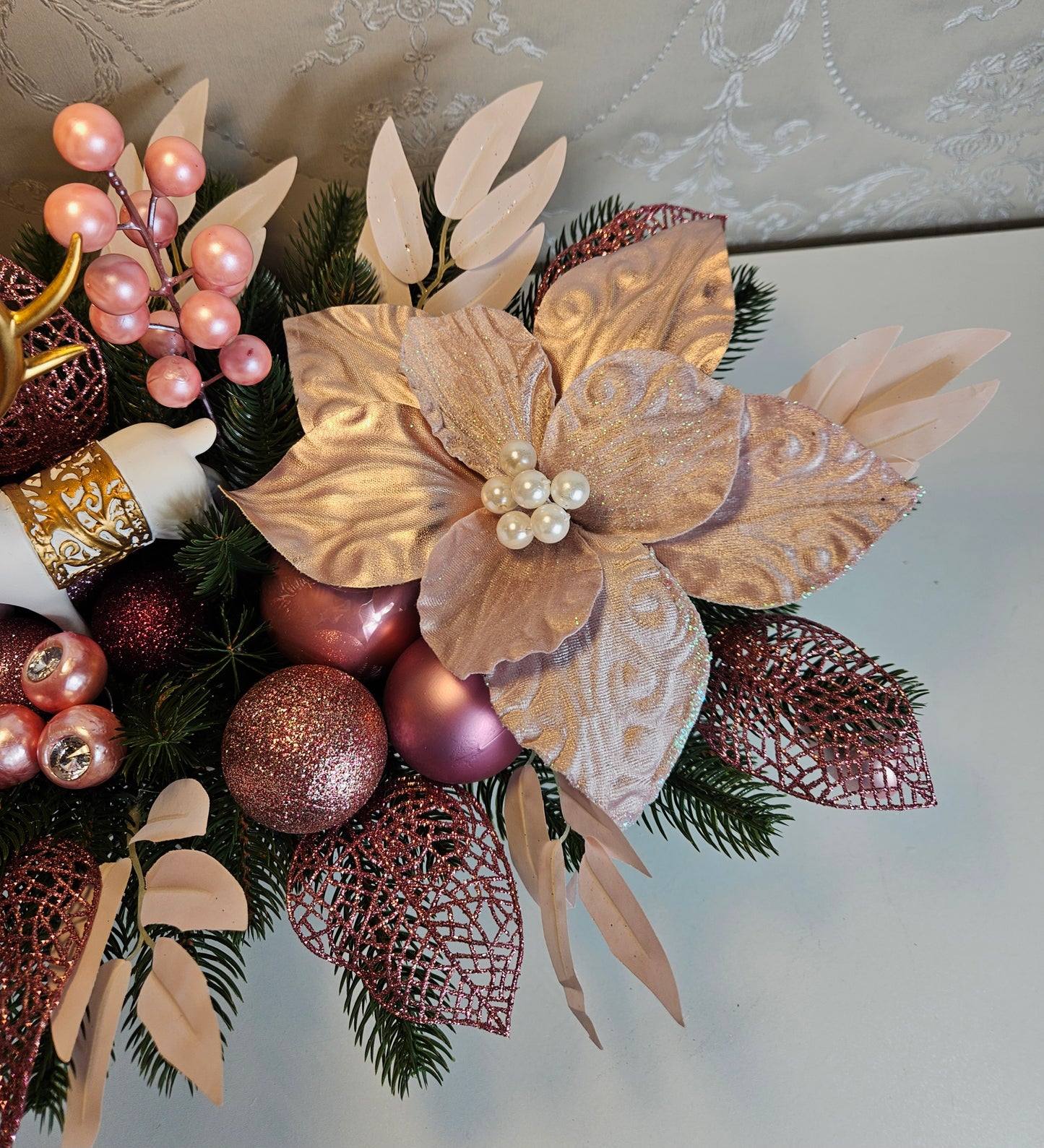 Weihnachtsgesteck + Adventsgesteck, Kamingesteck, Chrismes, Rehe, Weihnachtsdeko Weihnachtsblumen Tischdekor, Tischgesteck, Winterdekor,Advent