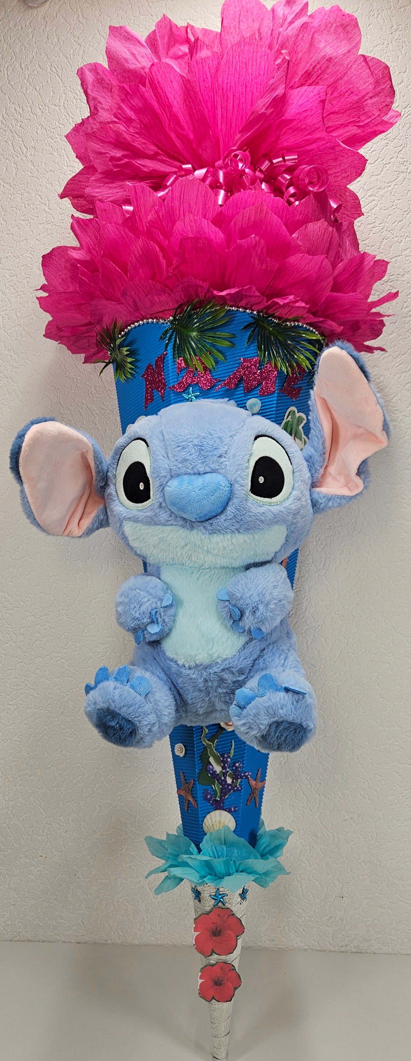 SCHULTÜTE ZUCKERTÜTE Stitch für MÄDCHEN EINSCHULUNG 2025 blau pink silber