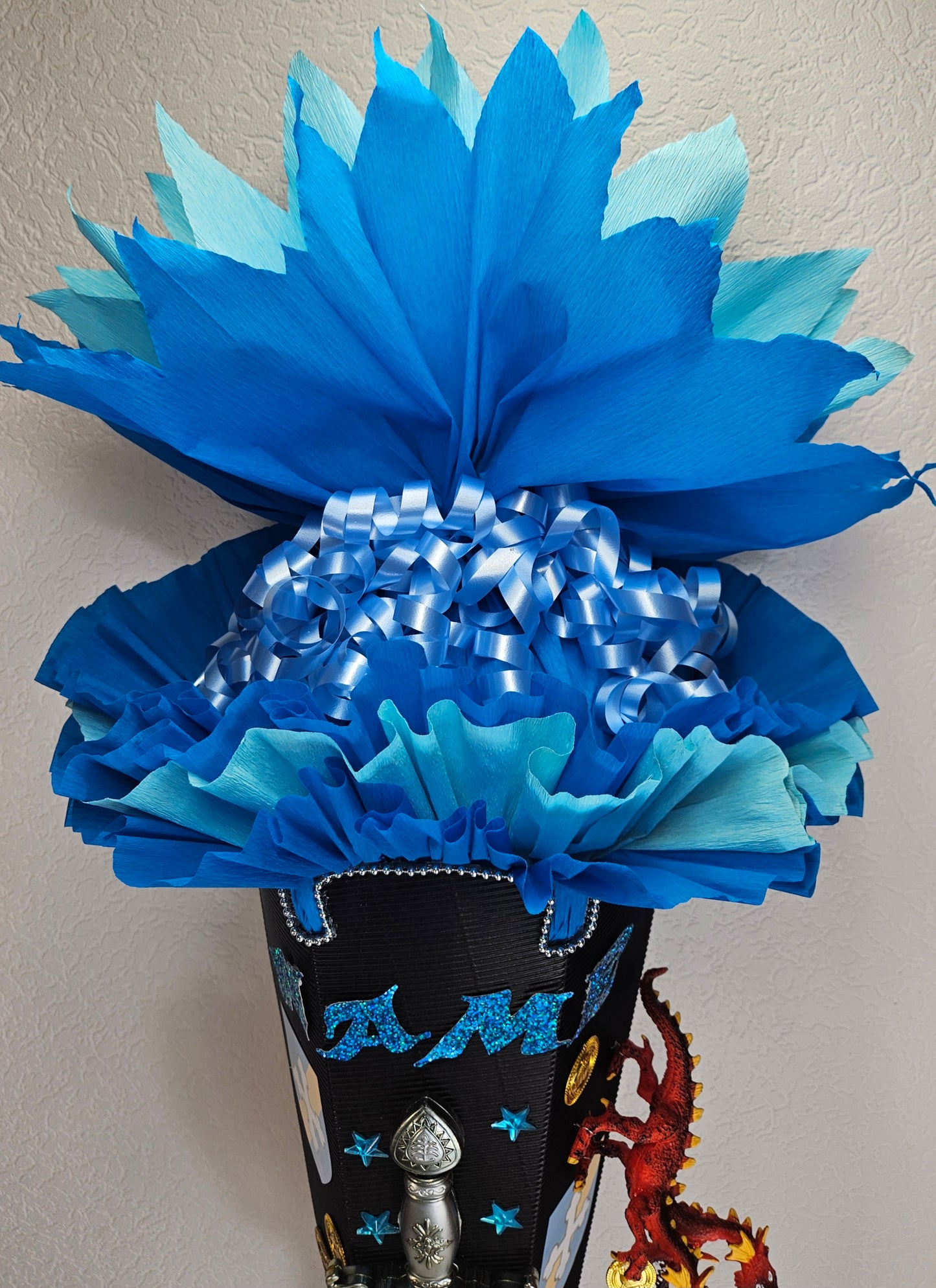 SCHULTÜTE ZUCKERTÜTE "Ritter + Drache" Rohling 85cm für Jungs blau schwarz