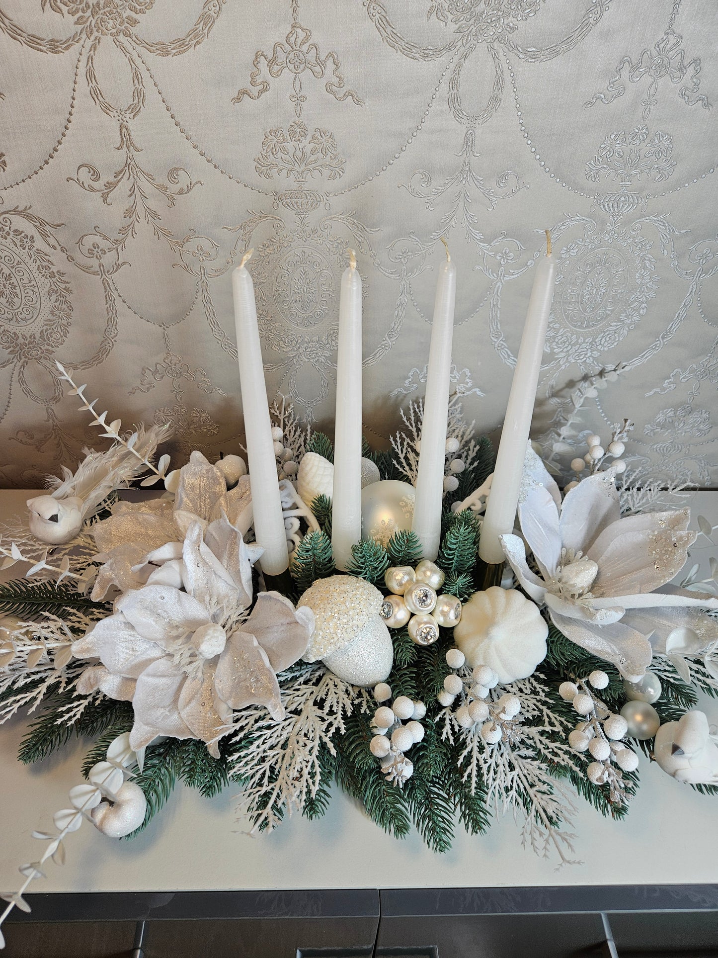 Weihnachtsgesteck + Adventsgesteck, Chrismes, Vögel, Weihnachtsdeko Weihnachtsblumen Tischdekor, Tischgesteck, Winterdekor,Advent