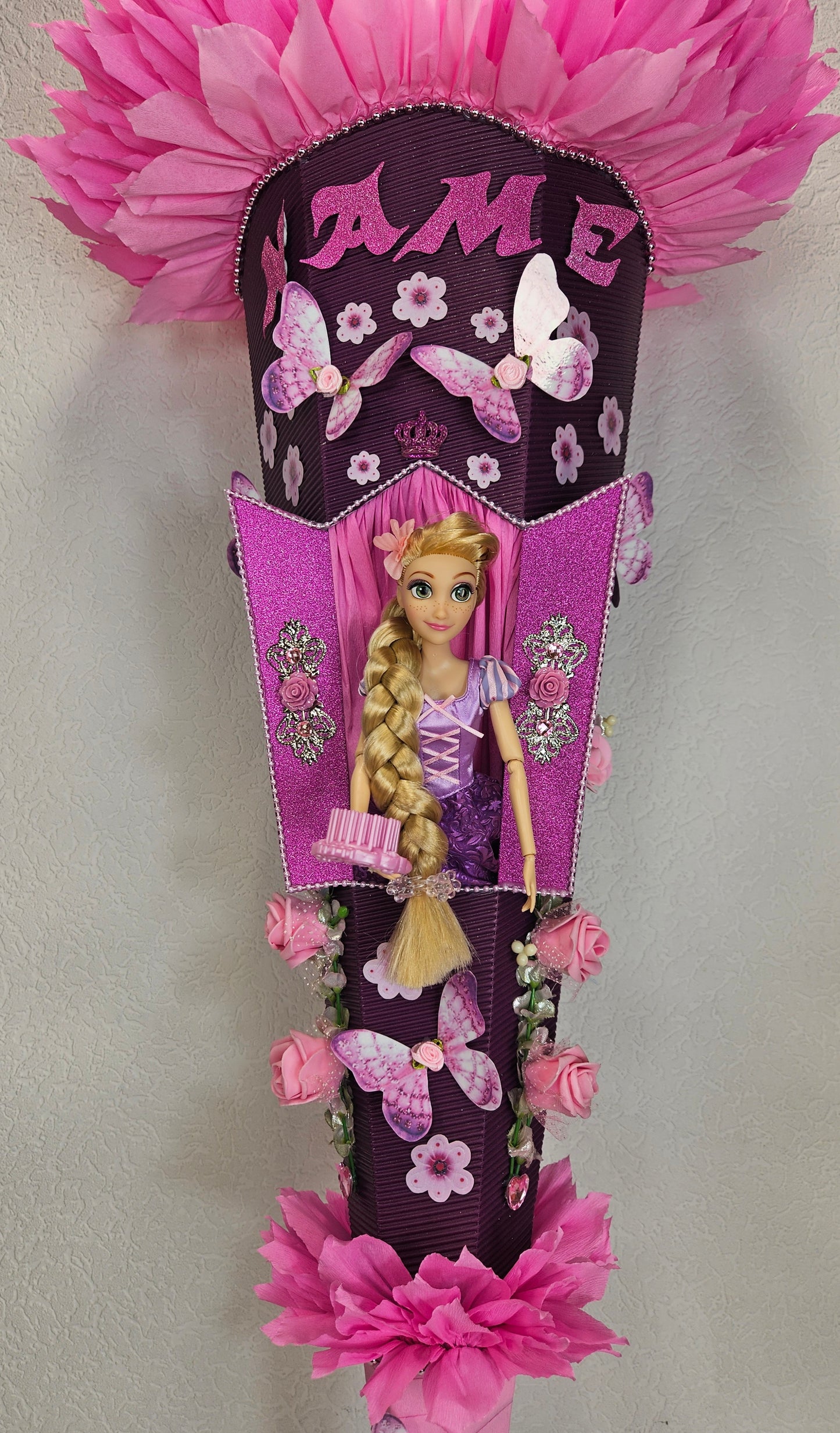 SCHULTÜTE ZUCKERTÜTE RAPUNZEL für MÄDCHEN EINSCHULUNG 2025 rosa violett