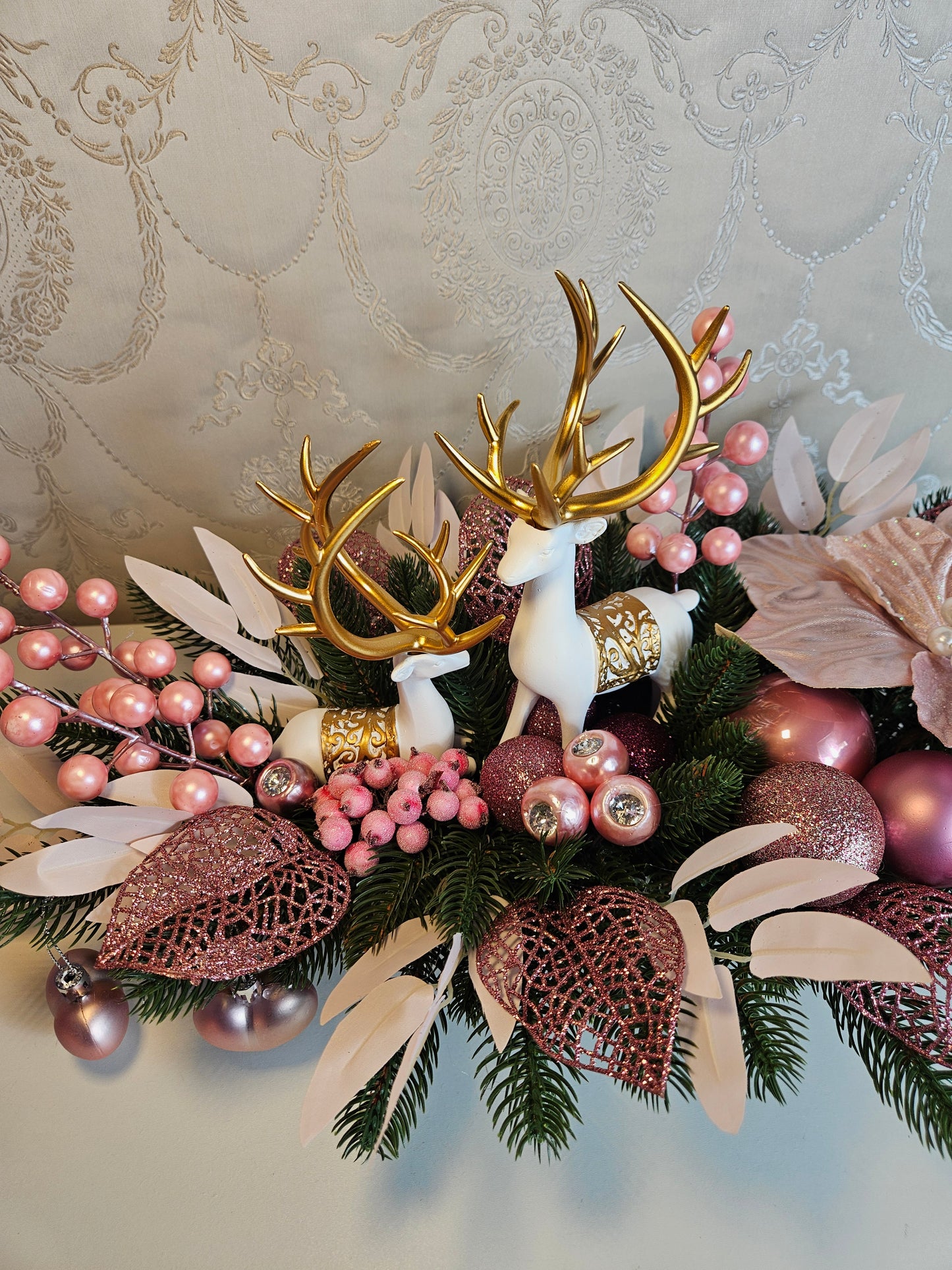 Weihnachtsgesteck + Adventsgesteck, Kamingesteck, Chrismes, Rehe, Weihnachtsdeko Weihnachtsblumen Tischdekor, Tischgesteck, Winterdekor,Advent