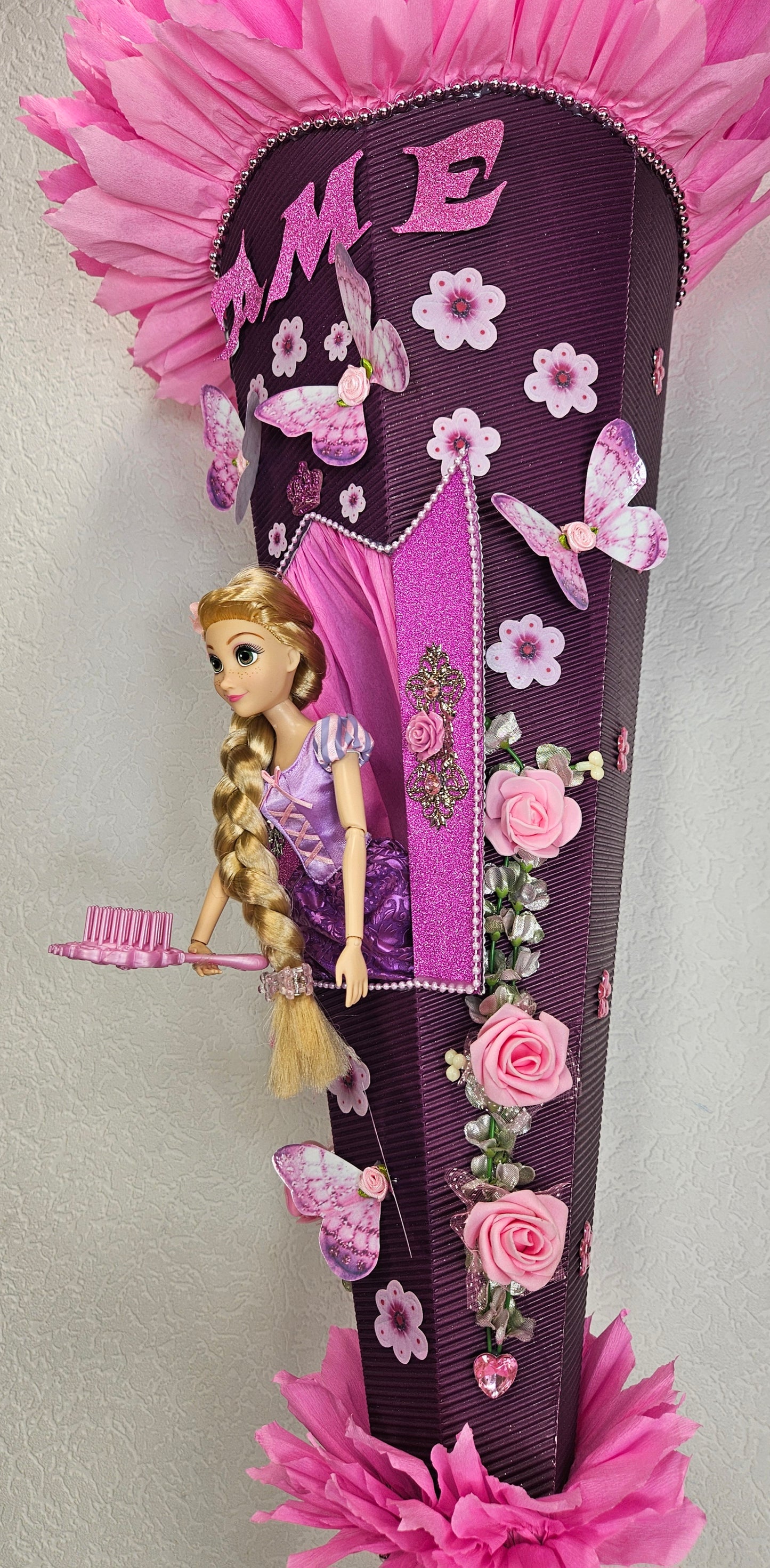 SCHULTÜTE ZUCKERTÜTE RAPUNZEL für MÄDCHEN EINSCHULUNG 2025 rosa violett
