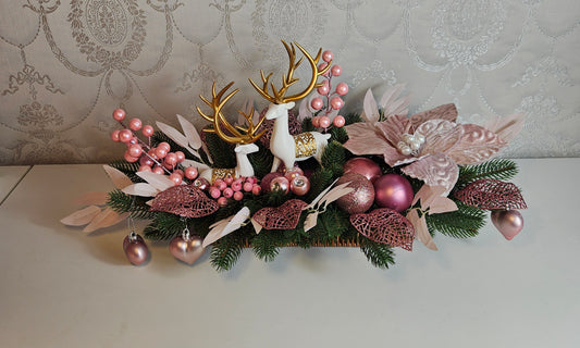 Weihnachtsgesteck + Adventsgesteck, Kamingesteck, Chrismes, Rehe, Weihnachtsdeko Weihnachtsblumen Tischdekor, Tischgesteck, Winterdekor,Advent