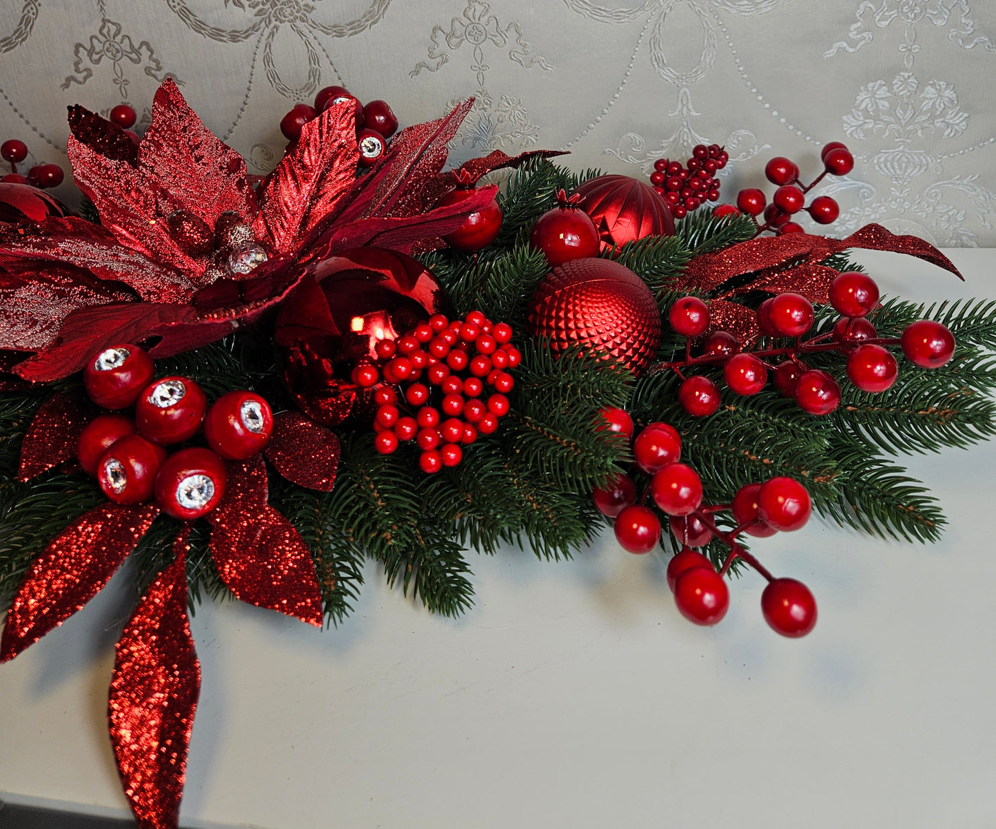 Weihnachtsgesteck + Adventsgesteck, Kamingesteck, Chrismes, Rehe, Weihnachtsdeko Weihnachtsblumen Tischdekor, Tischgesteck, Winterdekor,Advent