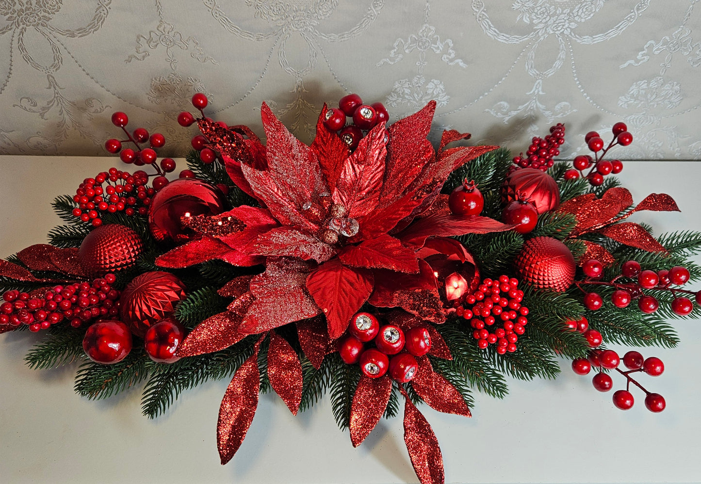 Weihnachtsgesteck + Adventsgesteck, Kamingesteck, Chrismes, Rehe, Weihnachtsdeko Weihnachtsblumen Tischdekor, Tischgesteck, Winterdekor,Advent