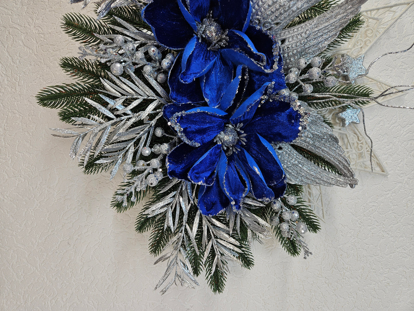 Dekor Stern Weihnachtsgesteck, Weihnachtsdeko, Adventsgesteck, Wandgeschenk