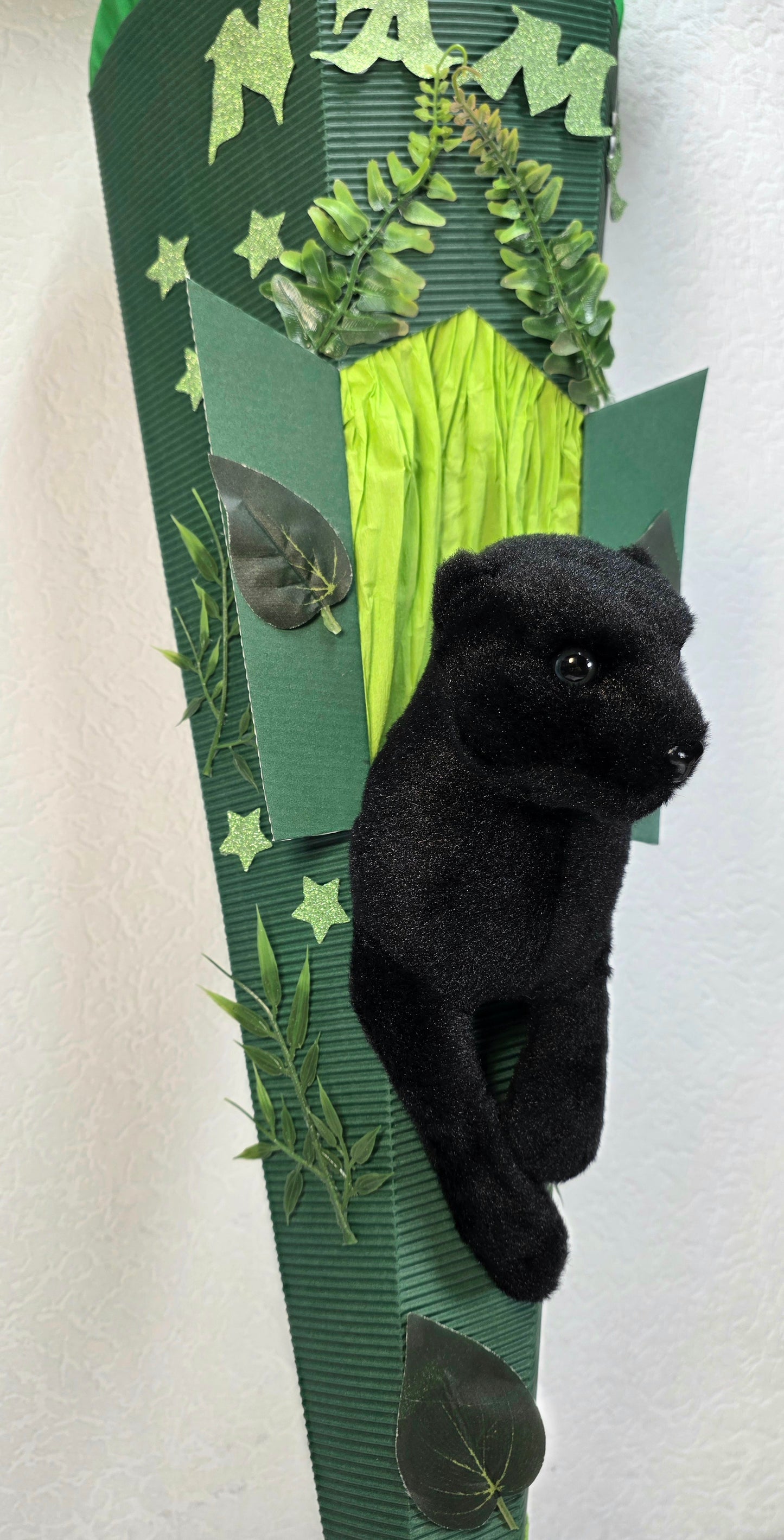 SCHULTÜTE ZUCKERTÜTE Panther Schwarze Katze Jungs dunkelgrün grau hellgrün