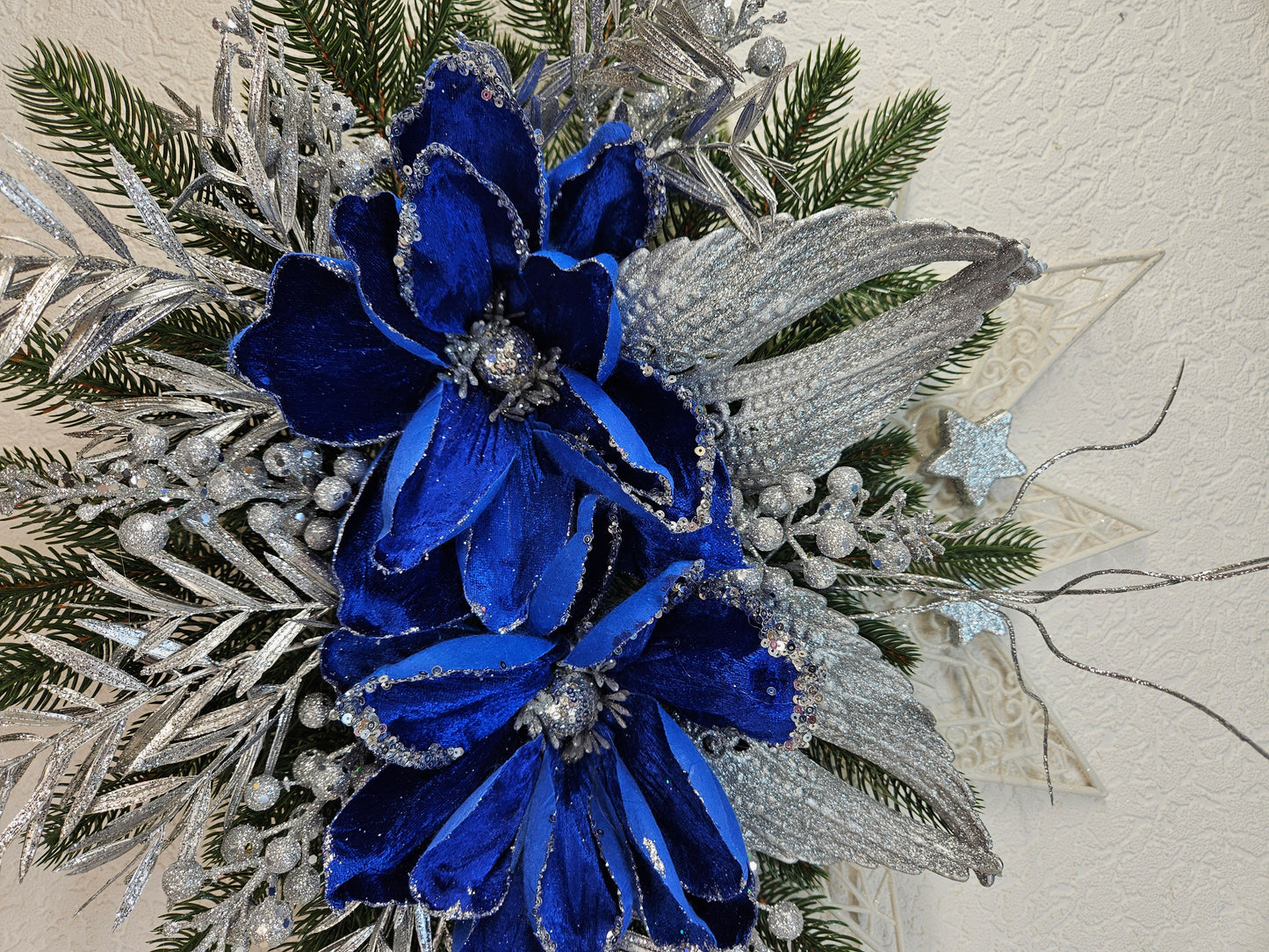 Dekor Stern Weihnachtsgesteck, Weihnachtsdeko, Adventsgesteck, Wandgeschenk