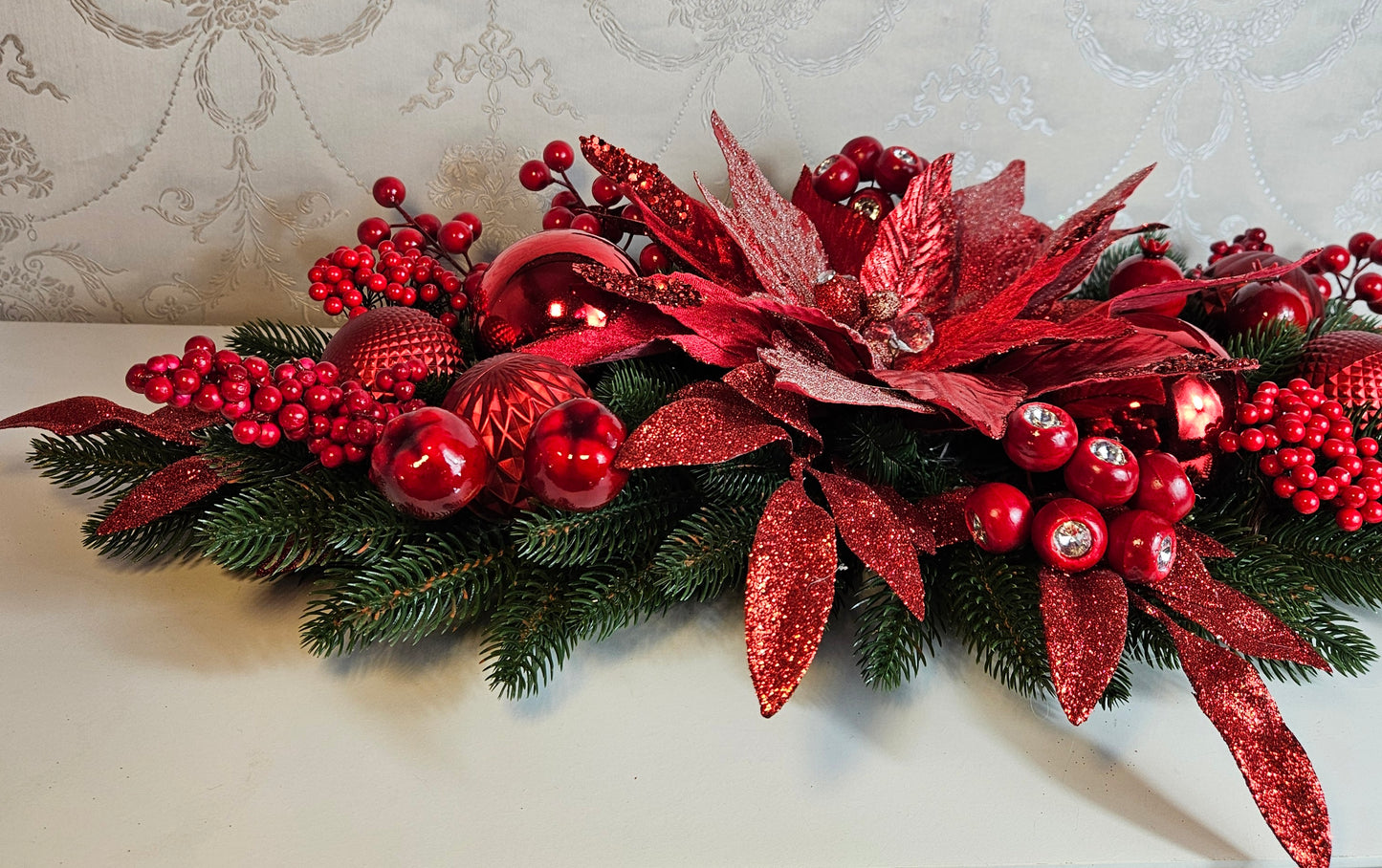 Weihnachtsgesteck + Adventsgesteck, Kamingesteck, Chrismes, Rehe, Weihnachtsdeko Weihnachtsblumen Tischdekor, Tischgesteck, Winterdekor,Advent