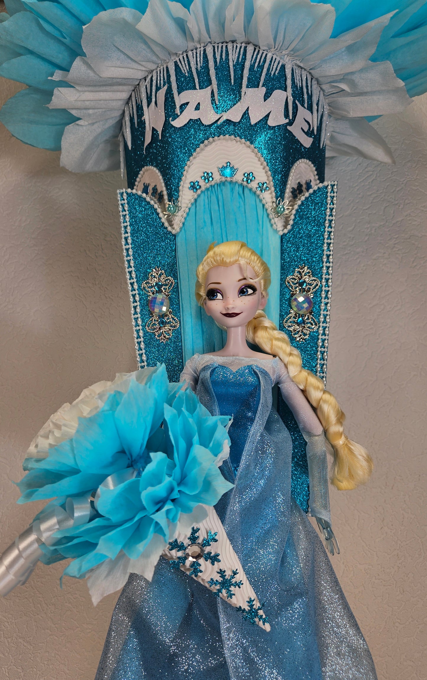 XXL SCHULTÜTE ZUCKERTÜTE "Eiskönigin Elsa" EINSCHULUNG 2025 türkis weiß