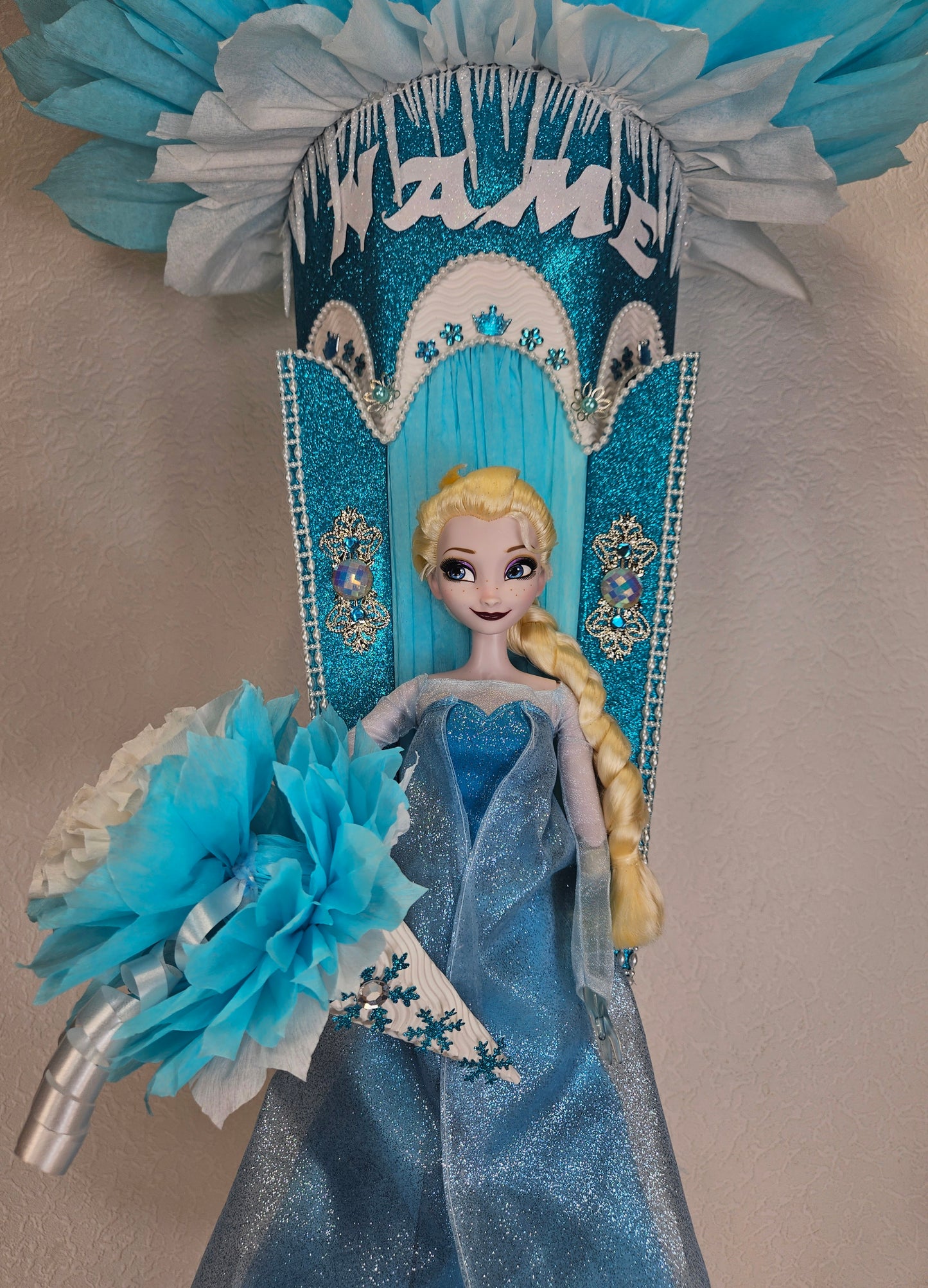 XXL SCHULTÜTE ZUCKERTÜTE "Eiskönigin Elsa" EINSCHULUNG 2025 türkis weiß
