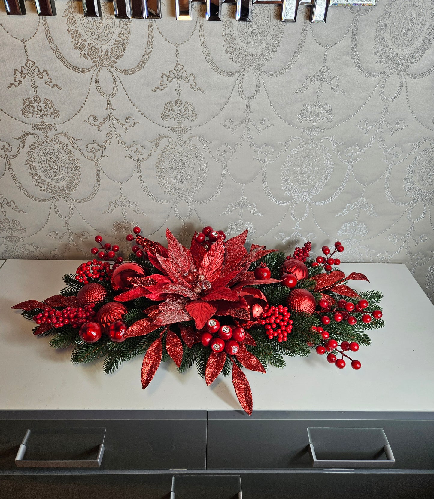 Weihnachtsgesteck + Adventsgesteck, Kamingesteck, Chrismes, Rehe, Weihnachtsdeko Weihnachtsblumen Tischdekor, Tischgesteck, Winterdekor,Advent