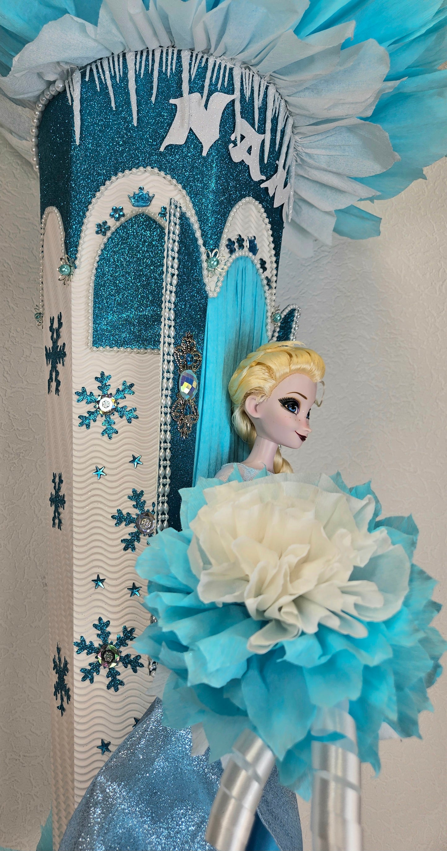 XXL SCHULTÜTE ZUCKERTÜTE "Eiskönigin Elsa" EINSCHULUNG 2025 türkis weiß