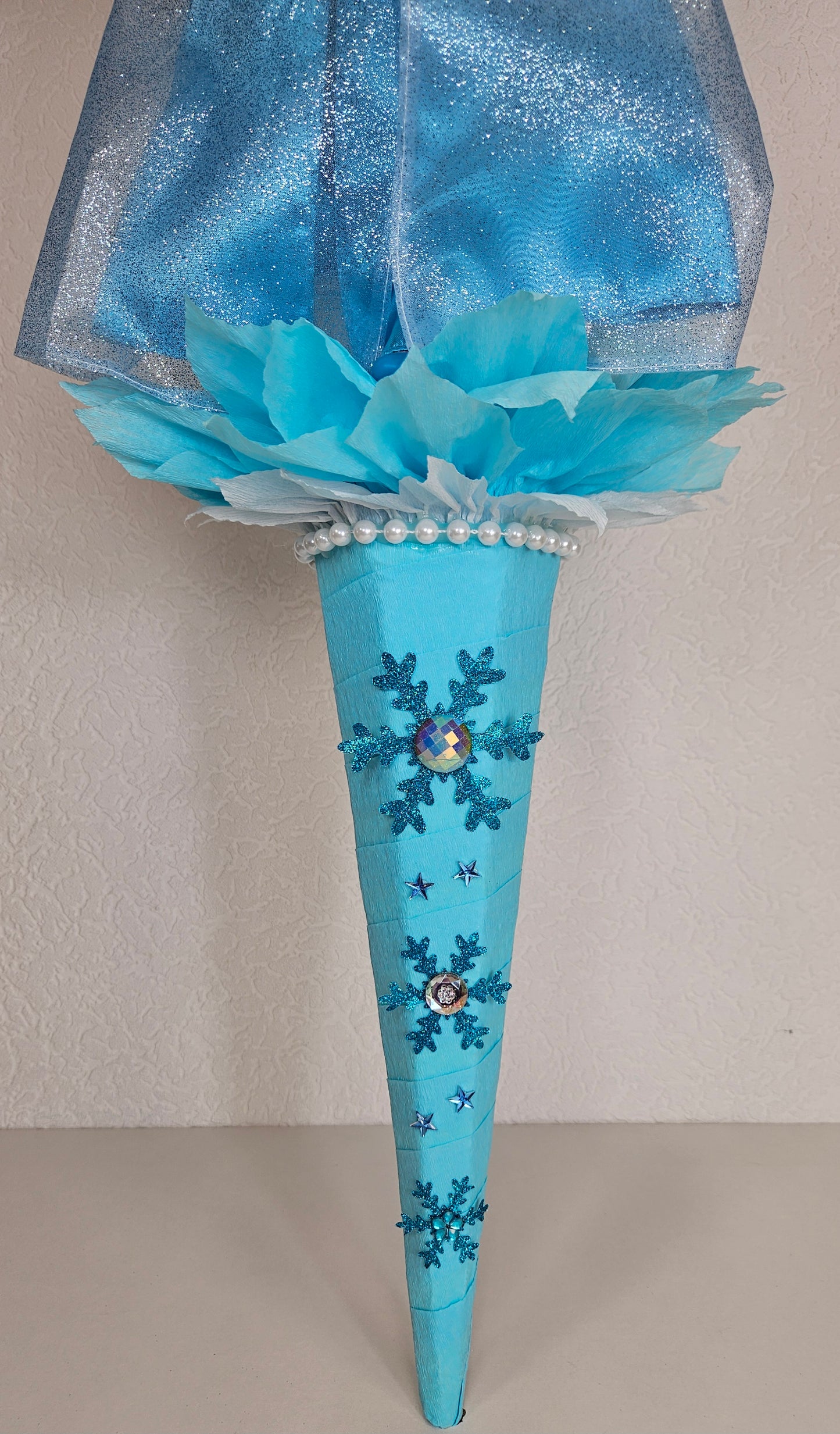 XXL SCHULTÜTE ZUCKERTÜTE "Eiskönigin Elsa" EINSCHULUNG 2025 türkis weiß