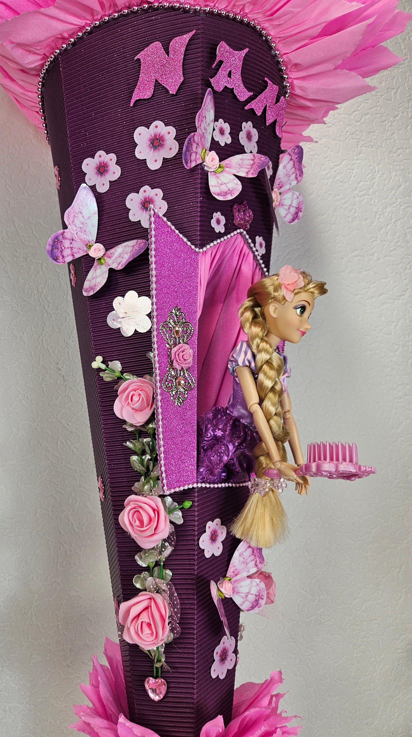 SCHULTÜTE ZUCKERTÜTE RAPUNZEL für MÄDCHEN EINSCHULUNG 2025 rosa violett