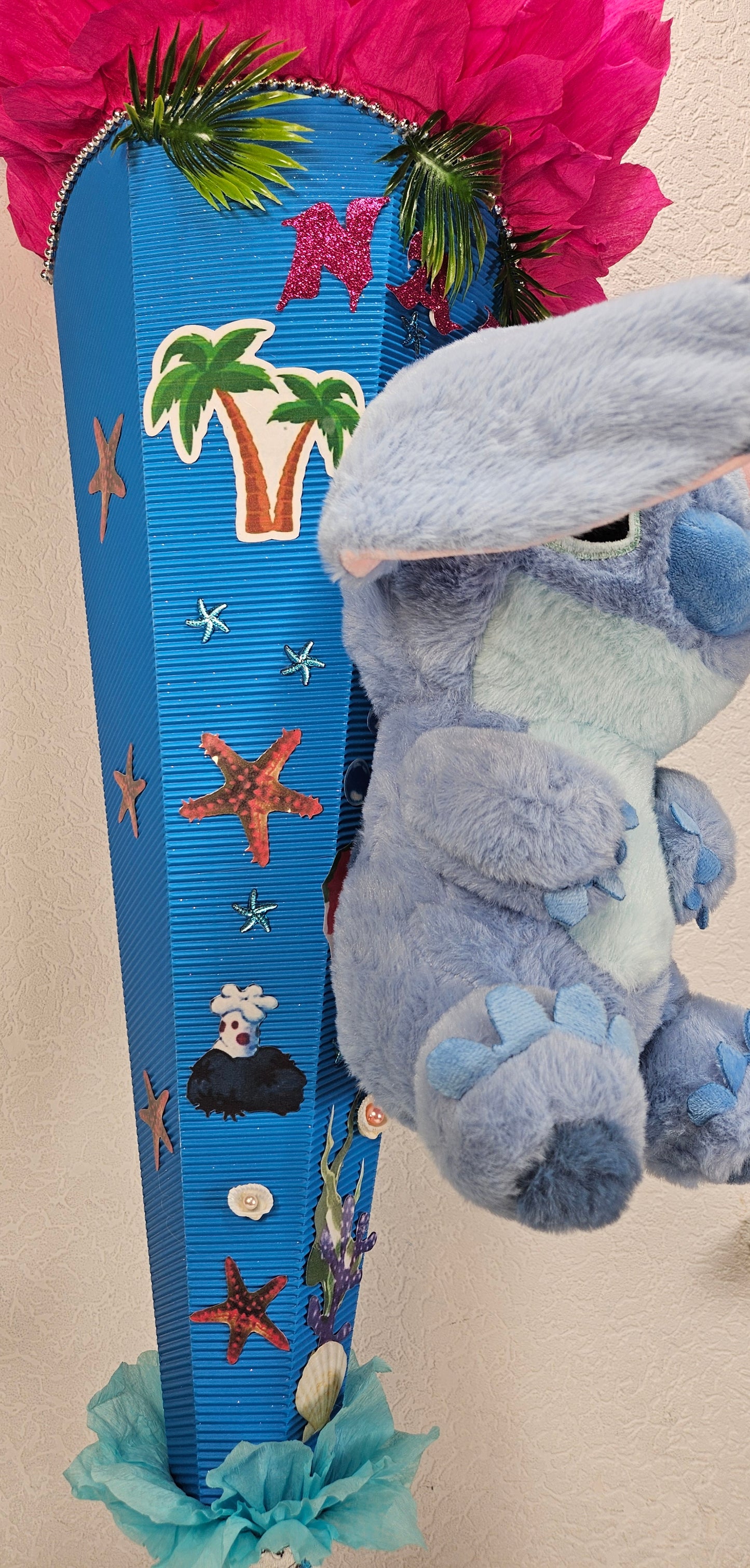 SCHULTÜTE ZUCKERTÜTE Stitch für MÄDCHEN EINSCHULUNG 2025 blau pink silber