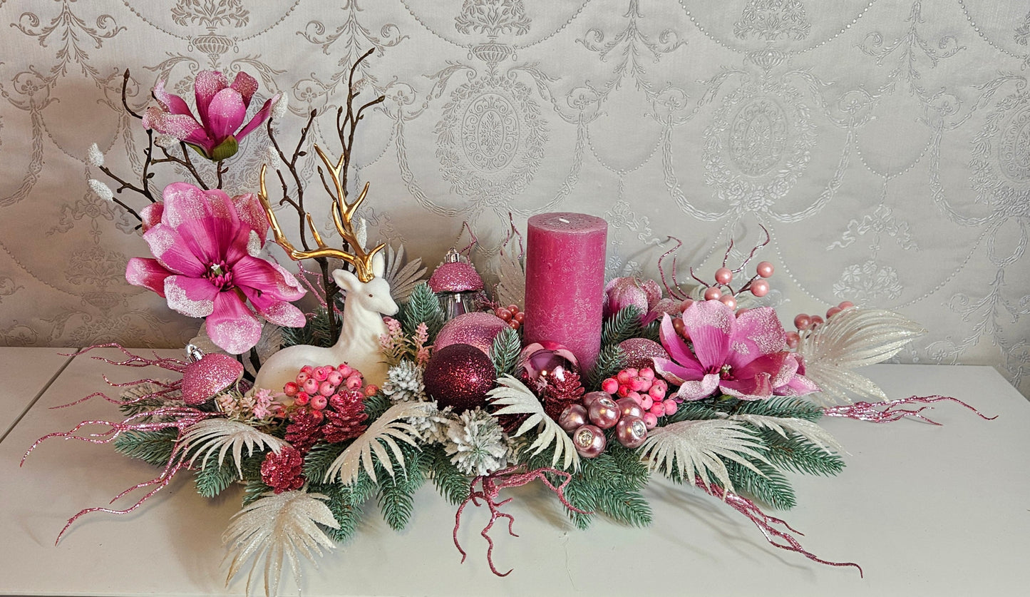 Weihnachtsgesteck + Adventsgesteck, Chrismes, Elche, Rehe, Weihnachtsdeko Weihnachtsblumen Tischdekor, Tischgesteck, Winterdekor,Advent