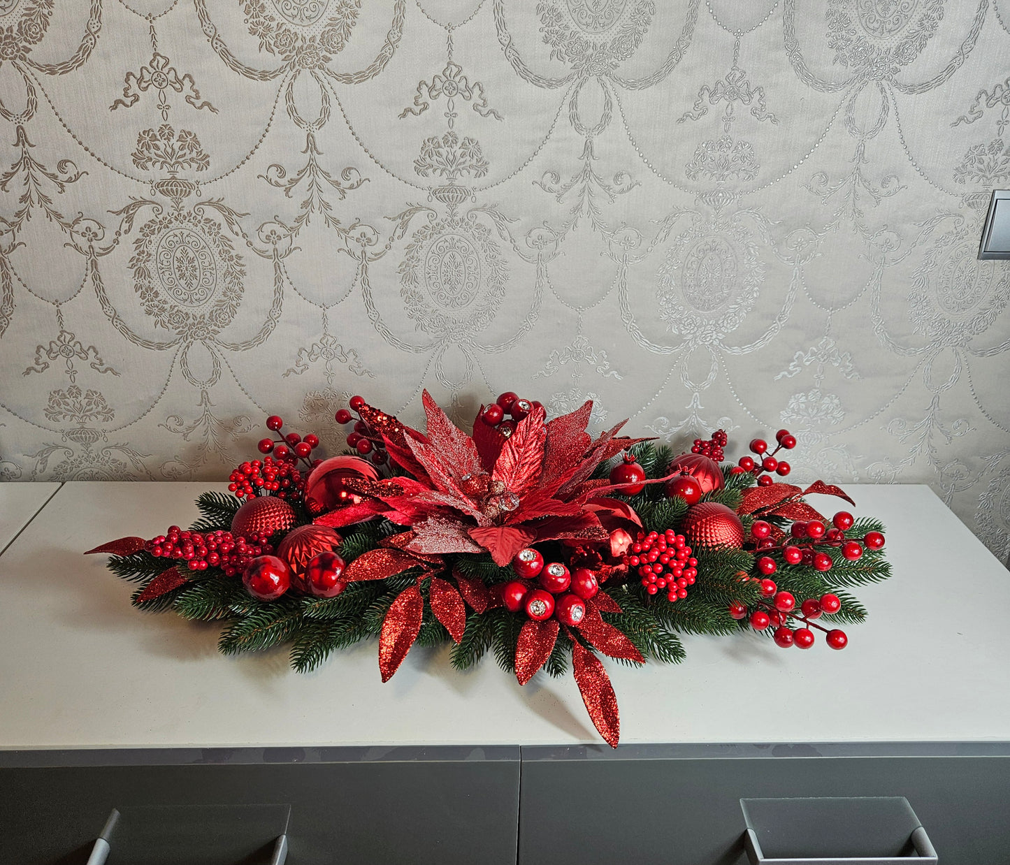 Weihnachtsgesteck + Adventsgesteck, Kamingesteck, Chrismes, Rehe, Weihnachtsdeko Weihnachtsblumen Tischdekor, Tischgesteck, Winterdekor,Advent