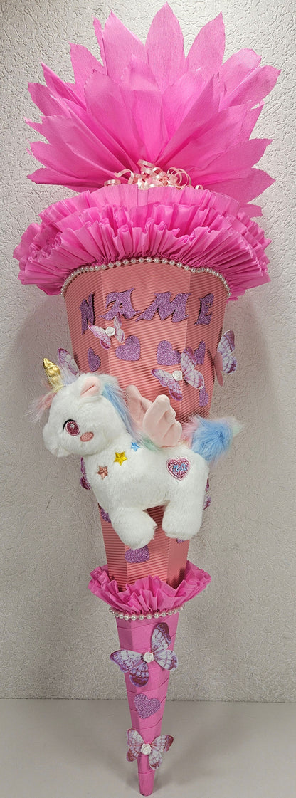 SCHULTÜTE ZUCKERTÜTE Einhorn für MÄDCHEN EINSCHULUNG 2025 rosa