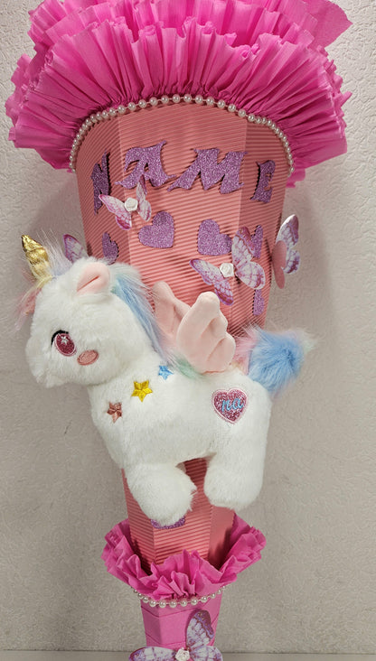 SCHULTÜTE ZUCKERTÜTE Einhorn für MÄDCHEN EINSCHULUNG 2025 rosa