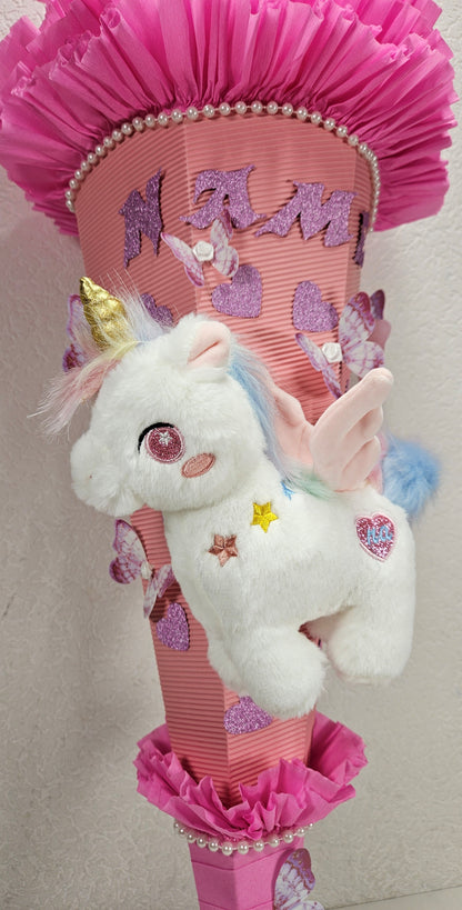 SCHULTÜTE ZUCKERTÜTE Einhorn für MÄDCHEN EINSCHULUNG 2025 rosa